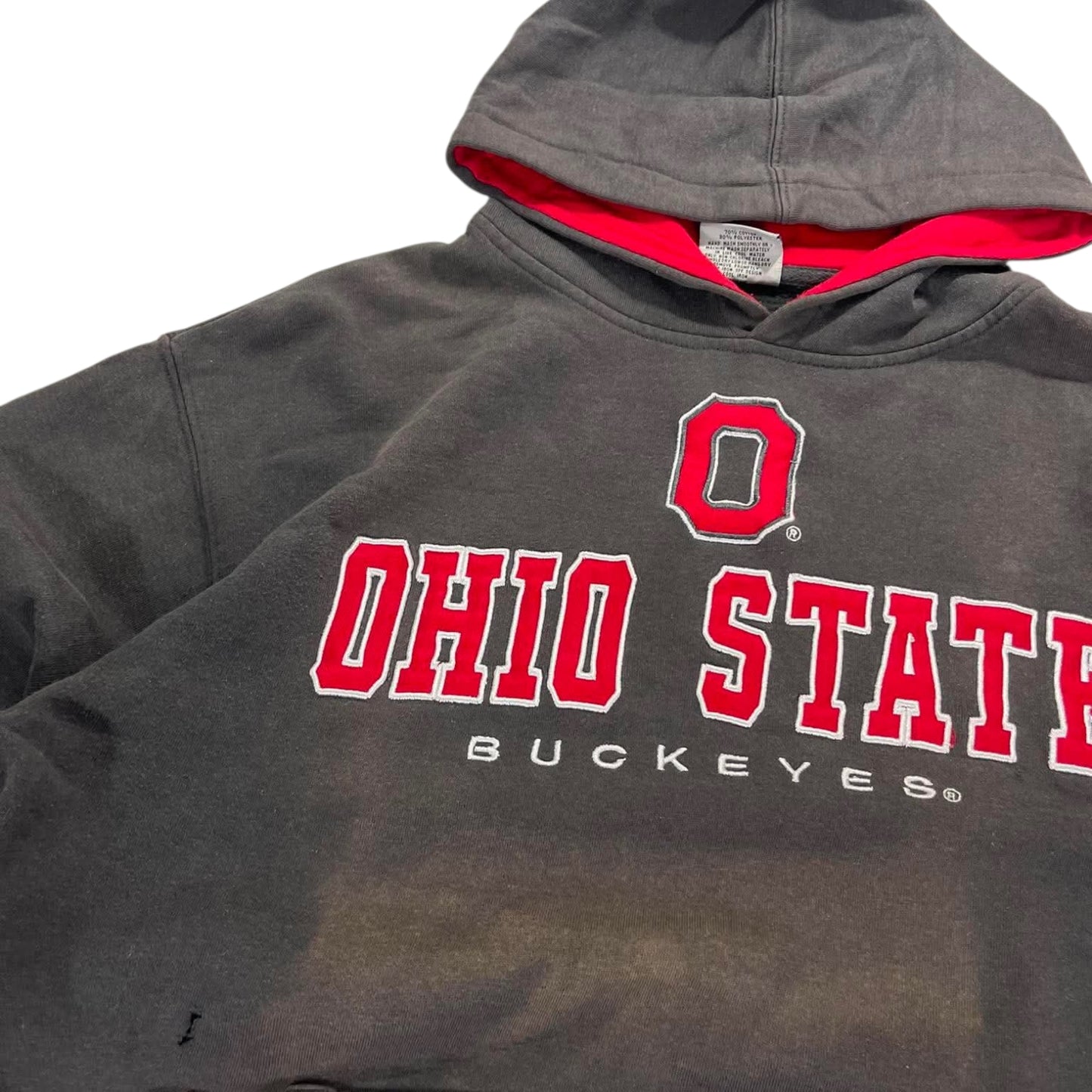 TRASHED FADED OHIO STATE BUCKEYES HOODIE (M)