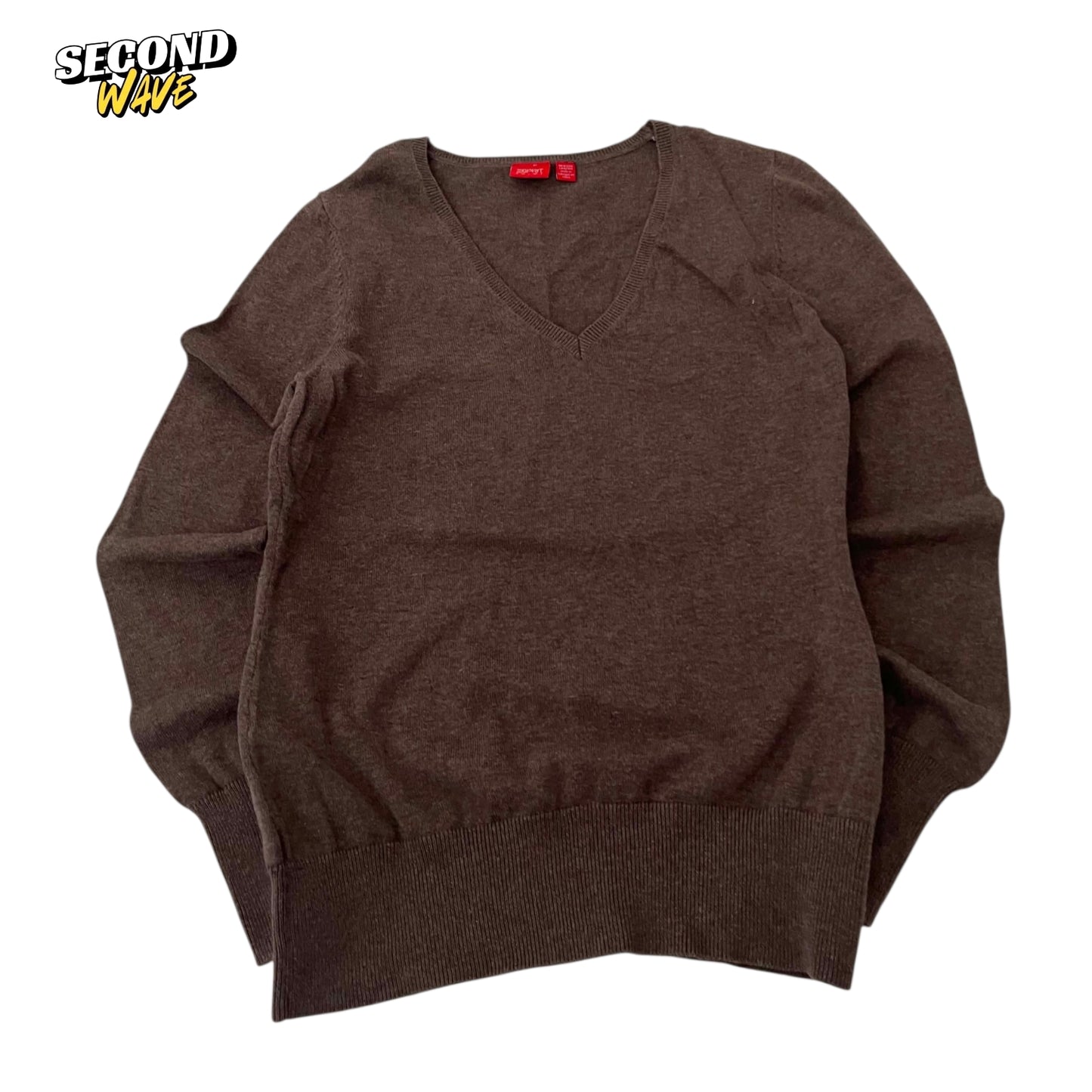 ESPRIT BROWN V-NECK SWEATER (M)