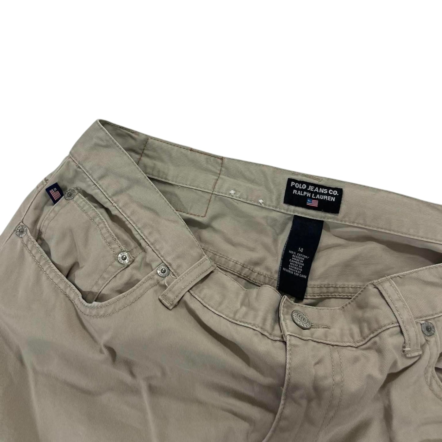 POLO RALPH LAUREN TAN WIDE LEG TROUSERS (34)