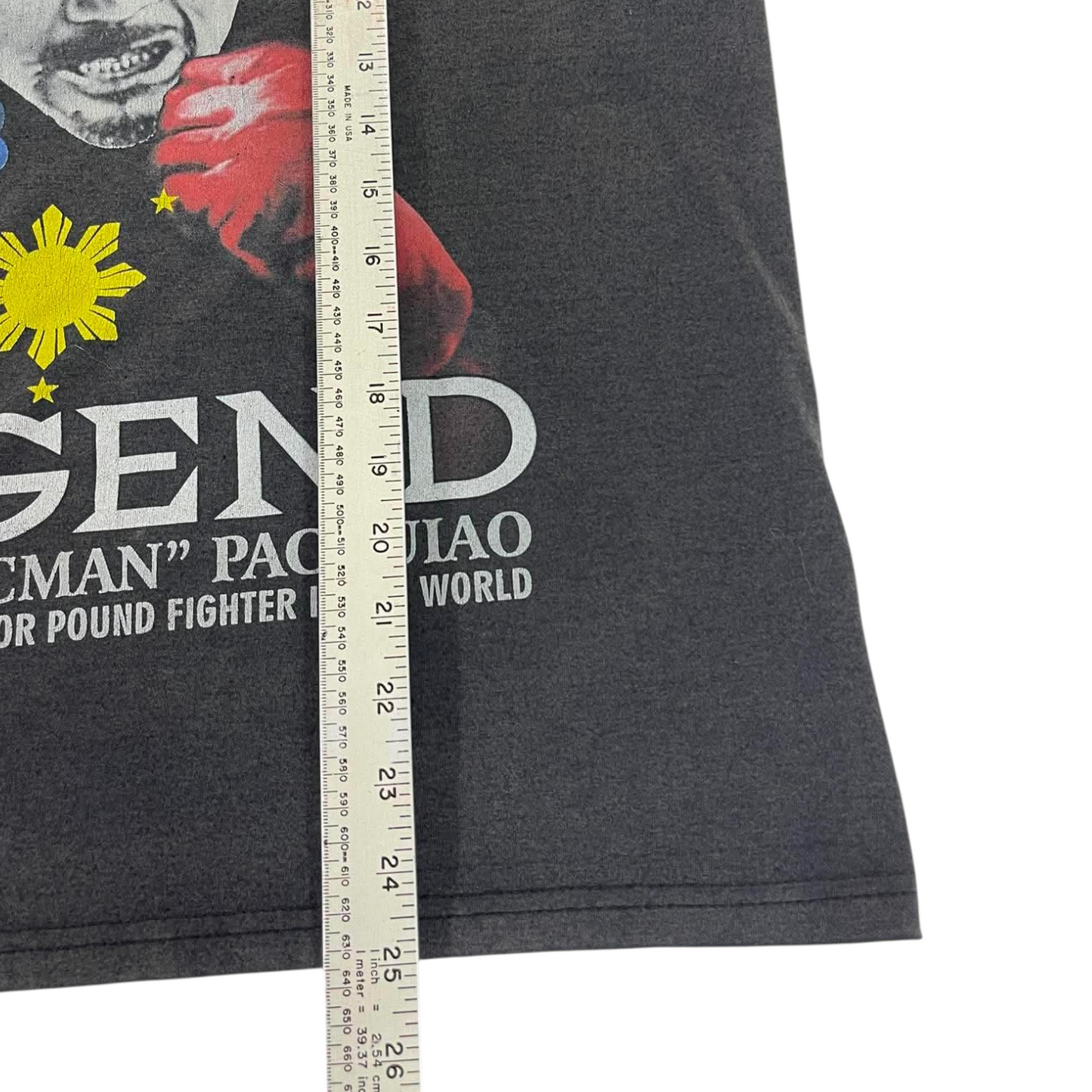 VINTAGE FADED MANNY PACQUIAO BLACK T-SHIRT (M-L)