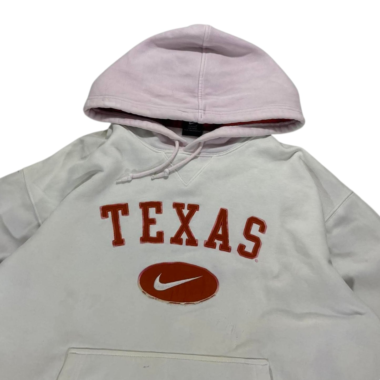 TRASHED VIBES VINTAGE NIKE UNIVERSITY OF TEXAS WHITE HOODIE (L-XL)