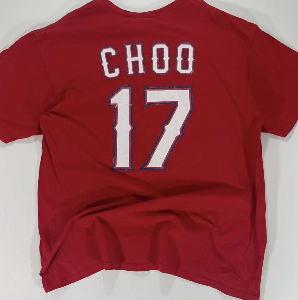 VINTAGE CHOO RED TEXAS RANGERS BASEBALL T-SHIRT (L-XL)