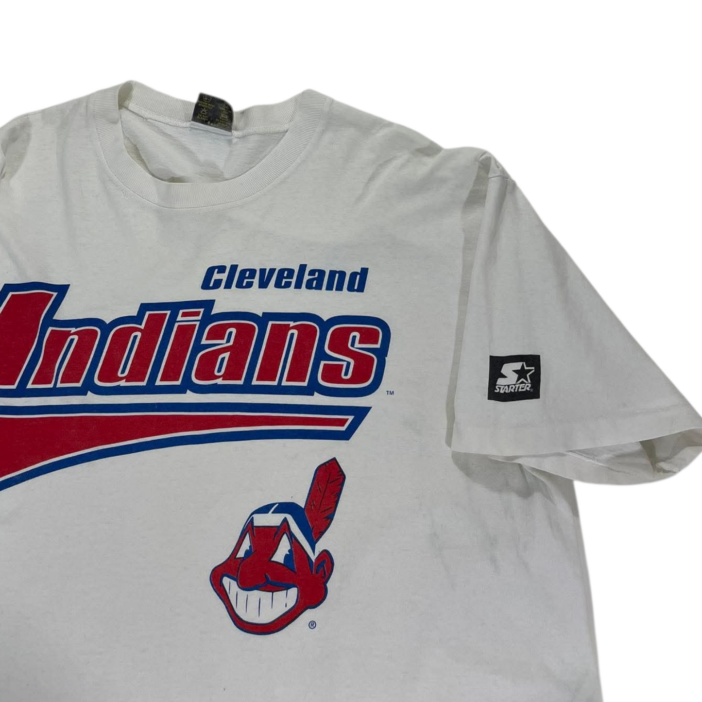 CLEVELAND INDIANS WHITE COTTON T-SHIRT (L-XL)