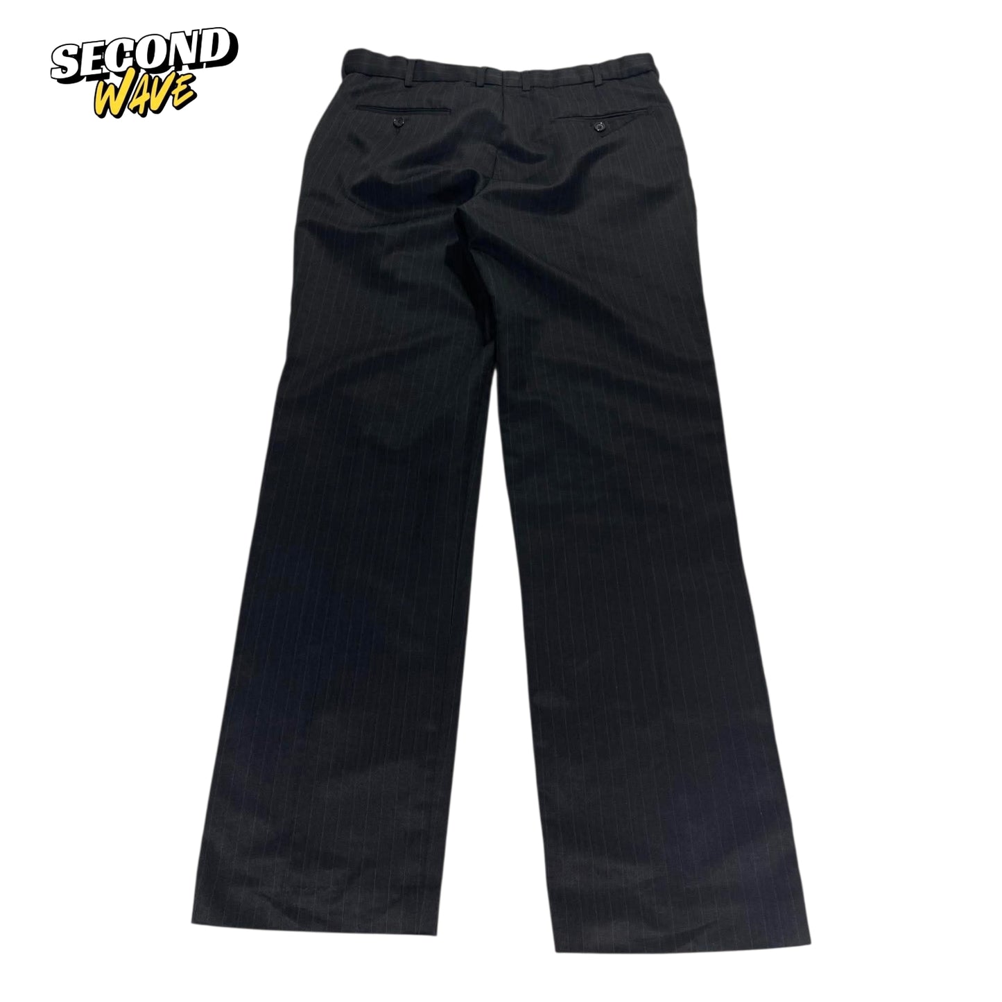 FARAH BLACK PINSTRIPE TROUSERS (36)
