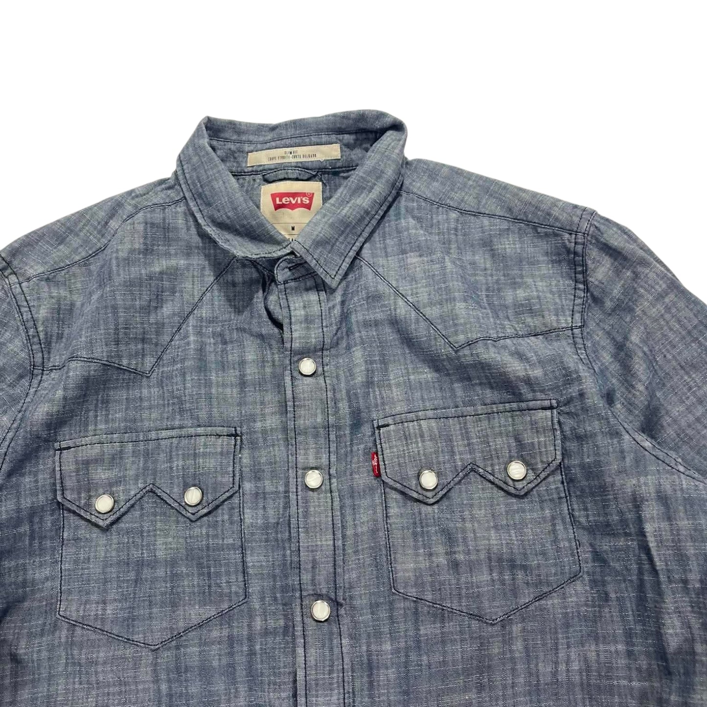 LEVI'S BLUE DENIM BUTTON UP SHIRT (M-L)