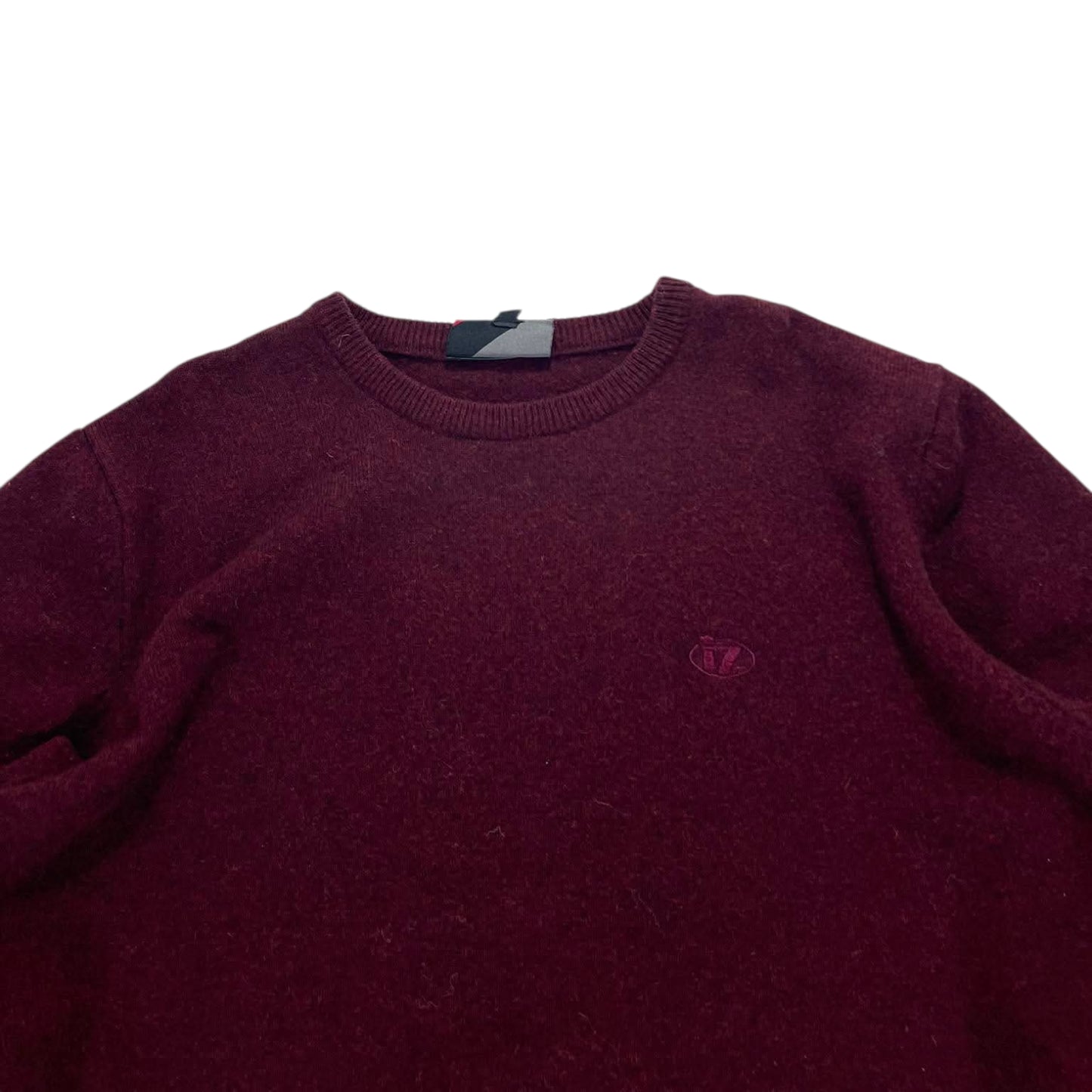 VINTAGE 90S 100% LAMB WOOL BURGUNDY CREWNECK (M)