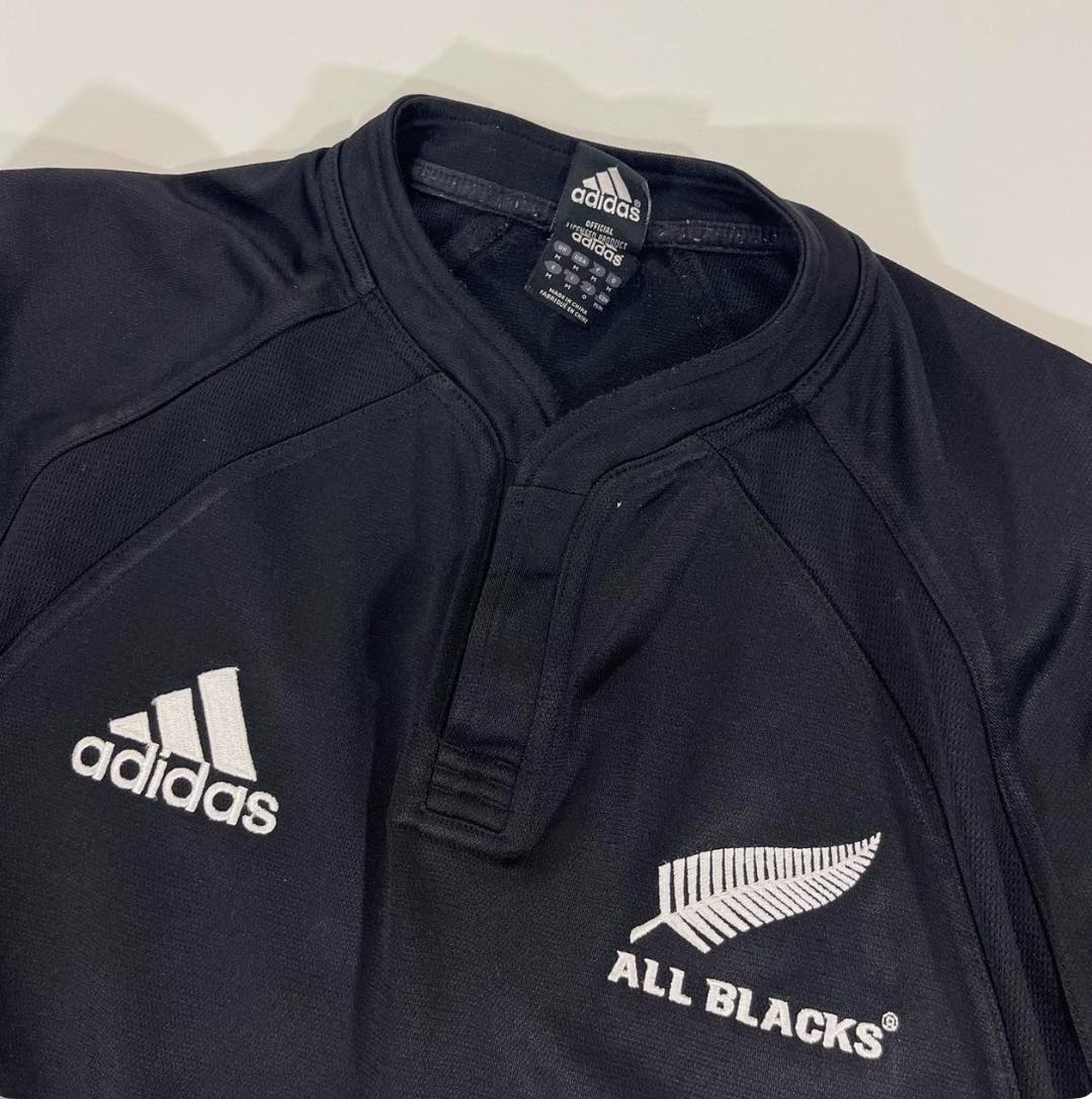 VINTAGE ADIDAS ALL BLACKS BLACK RUGBY JERSEY (M)