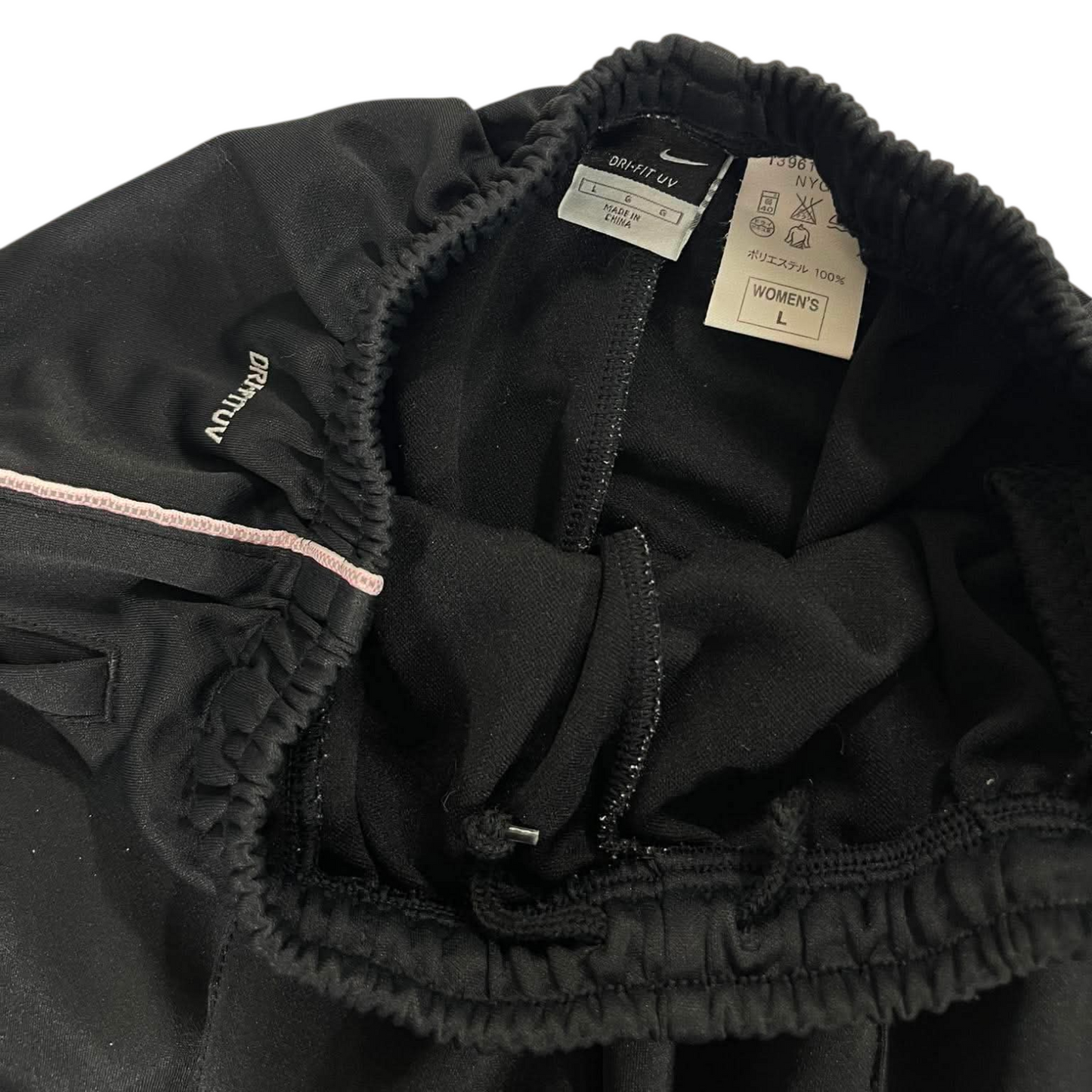 Y2K PINK NIKE FLARE BLACK TRACK PANTS (L) '9