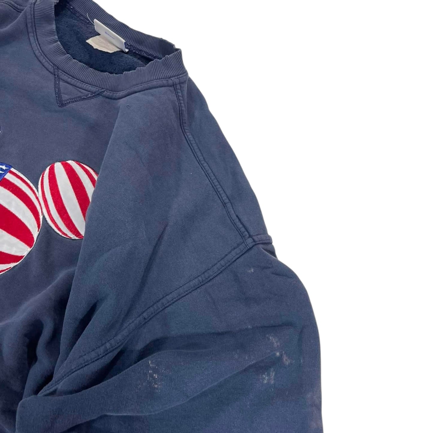 TRASHED DISNEYLAND RESORT SWEATSHIRT WITH AMERICAN FLAG DESIGN (L)