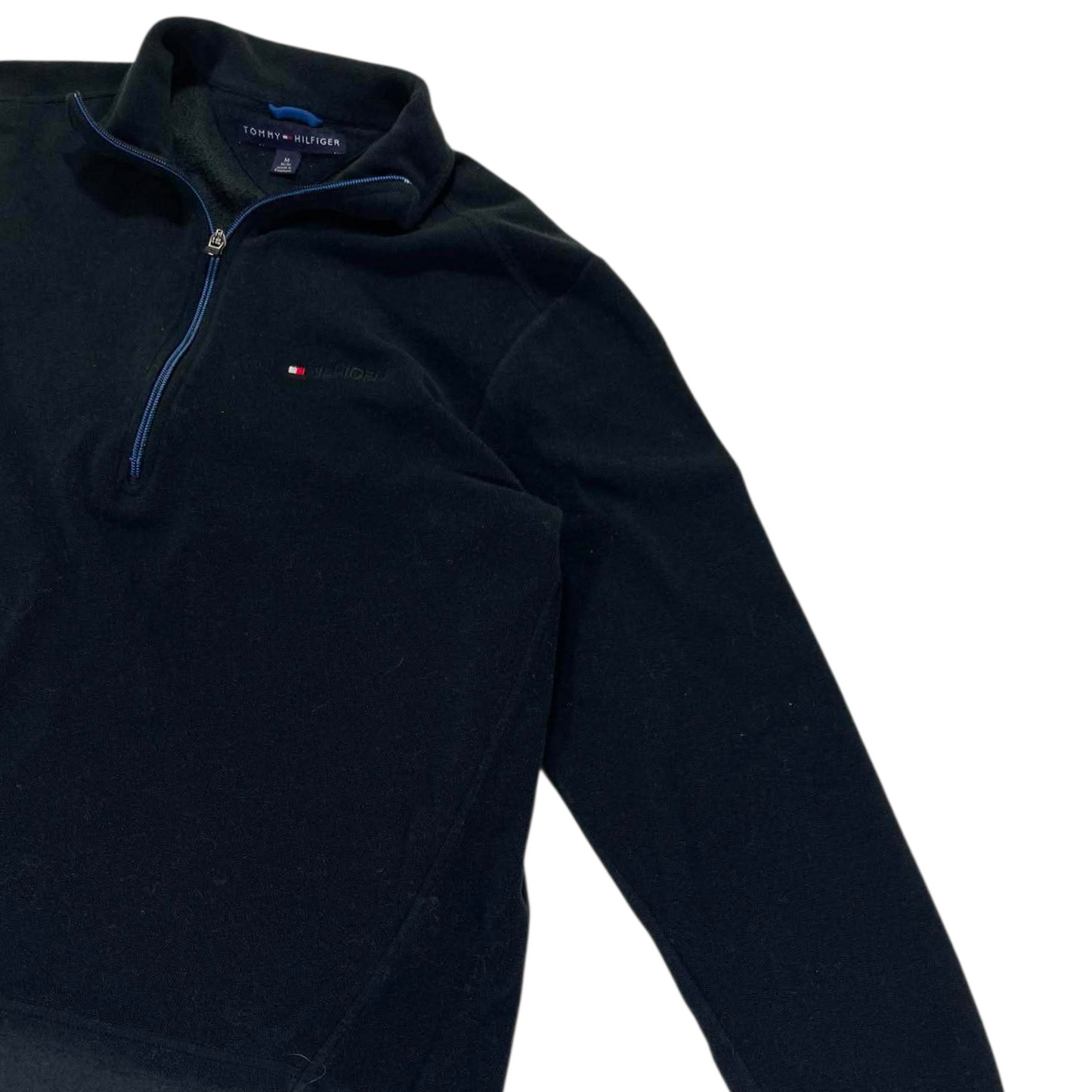 VINTAGE TOMMY HILFIGER NAVY BLUE QUARTER ZIP FLEECE (M)