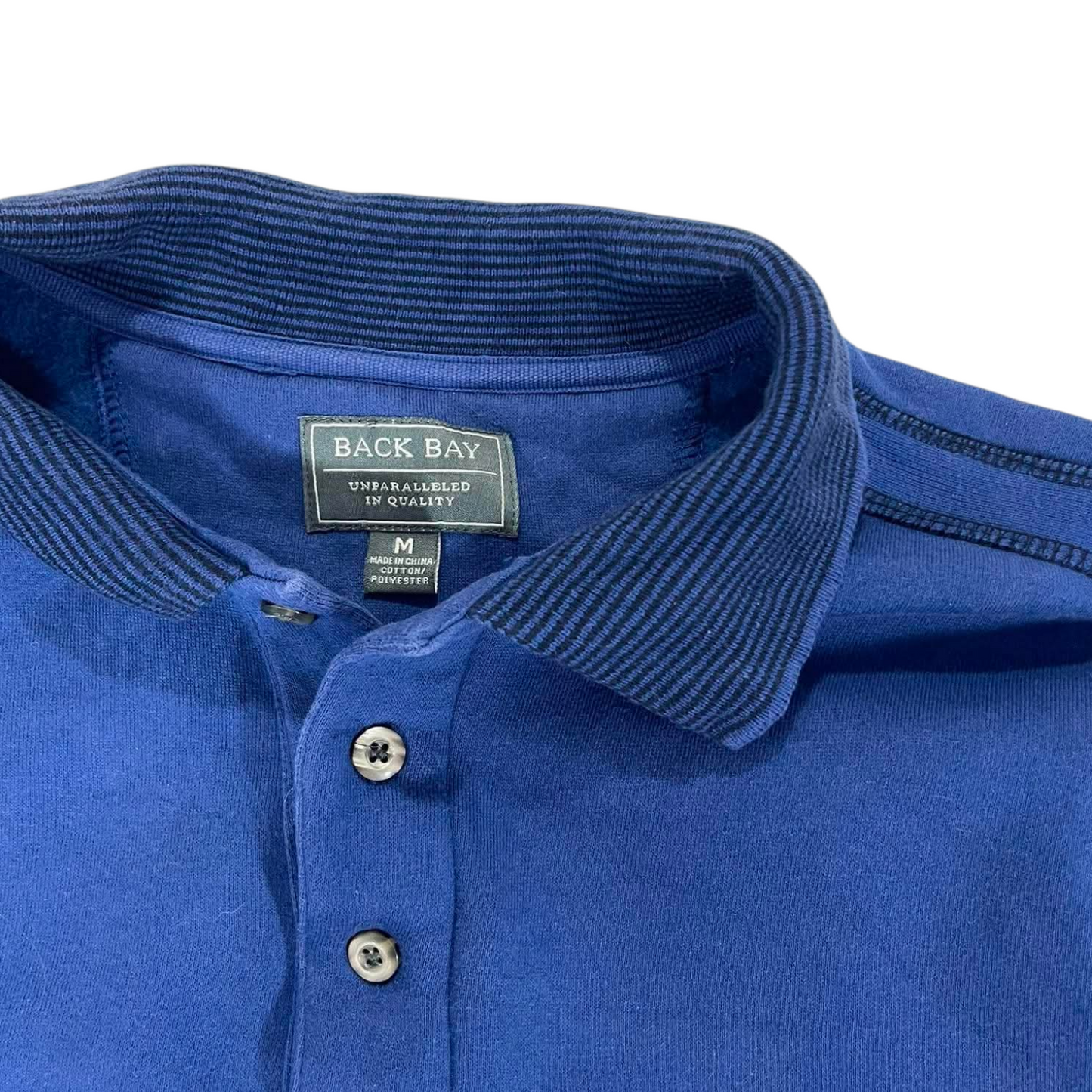 VINTAGE BACK BAY BLUE LONG SLEEVE POLO SHIRT (M)