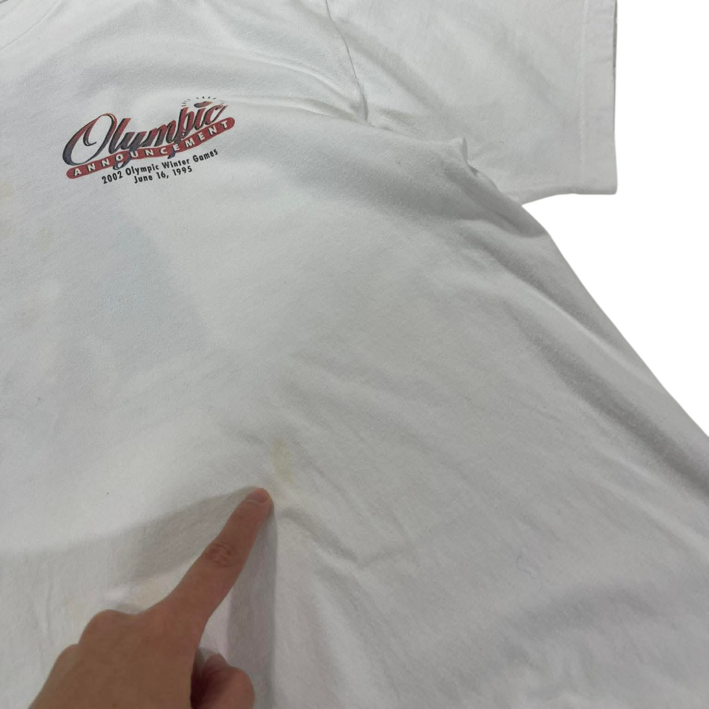 VINTAGE OLYMPIC ANNOUNCEMENT WHITE TEE (L)