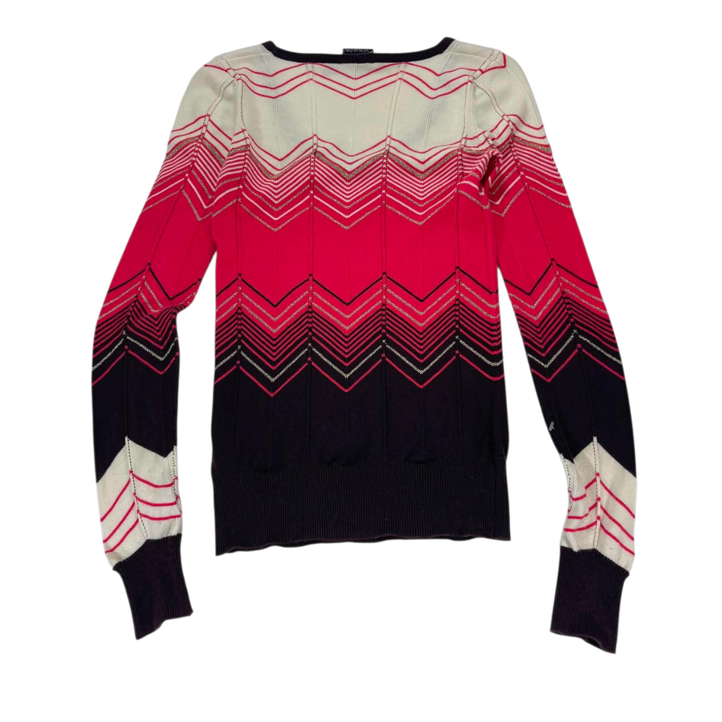 VOLCOM PINK & BLACK STRIPED LONG SLEEVE TOP (M)