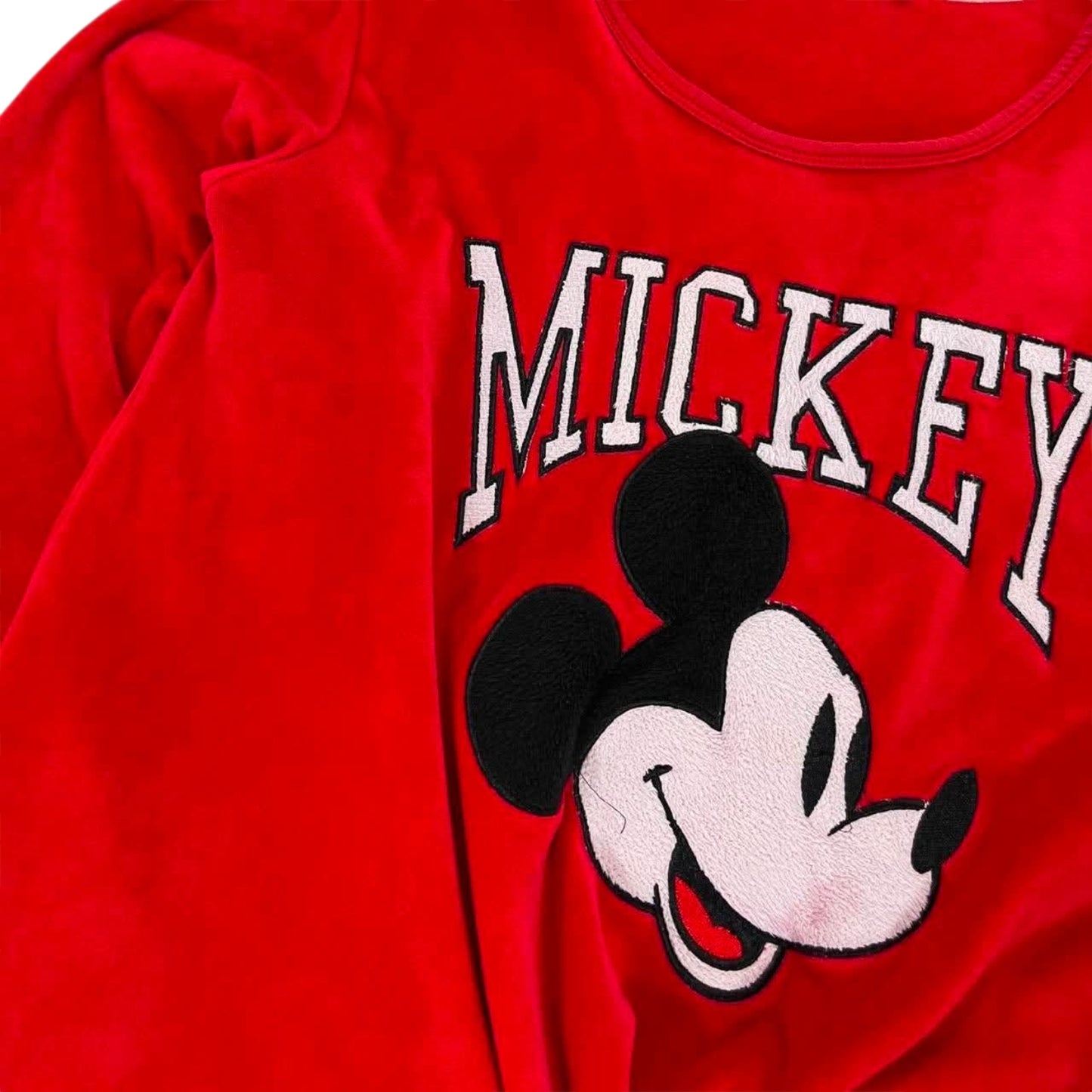 VINTAGE RED MICKEY MOUSE SWEATSHIRT FLEECE WITH EMBROIDERED (M)