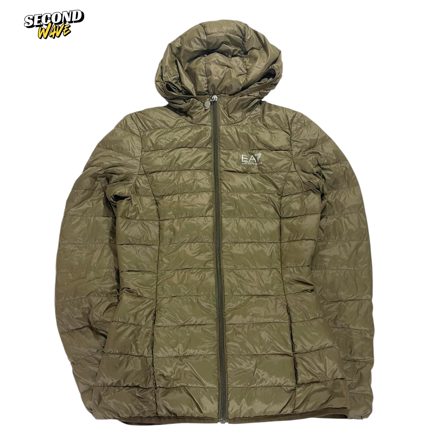 EA7 OLIVE GREEN PUFFER JACKET (M)