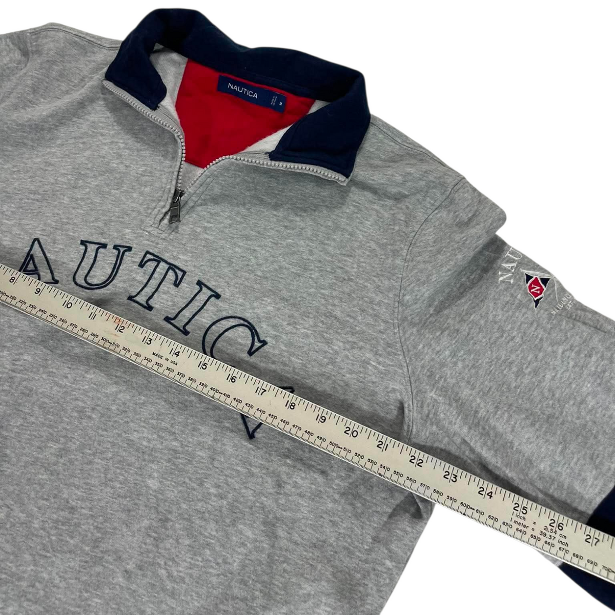 VINTAGE NAUTICA GREY QUARTER ZIP (M - LARGE)