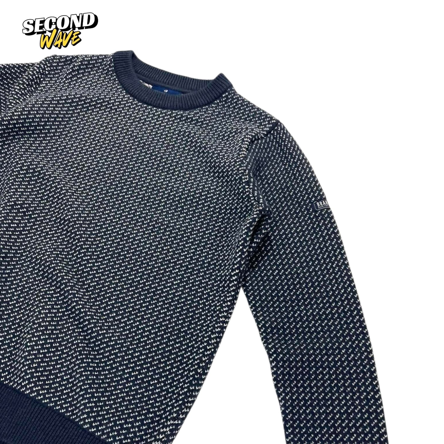 VINTAGE BRAKEBURN NAVY BLUE KNITTED JUMPER (L)