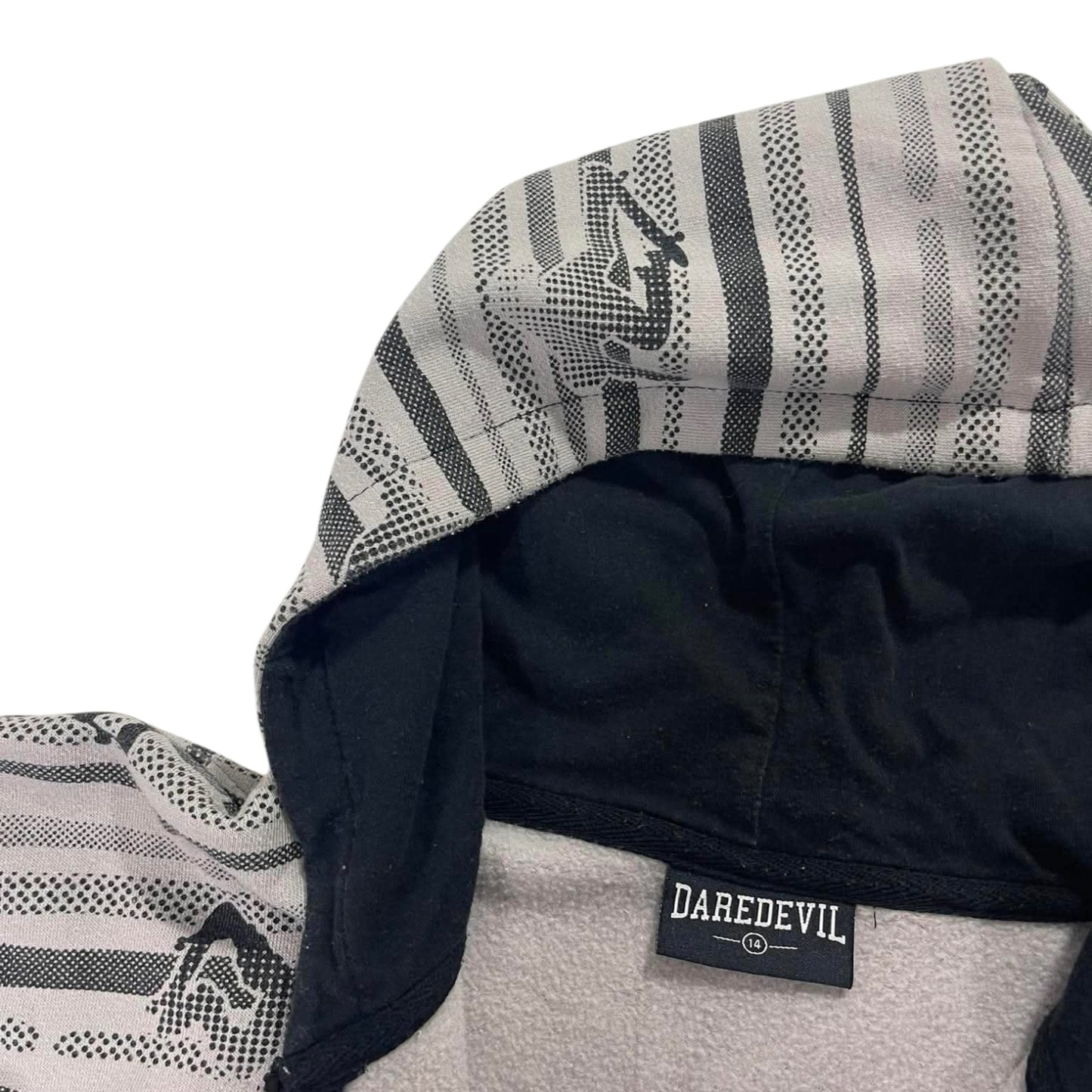 Y2K DAREDEVIL GREY ZIP UP HOODIE (M)