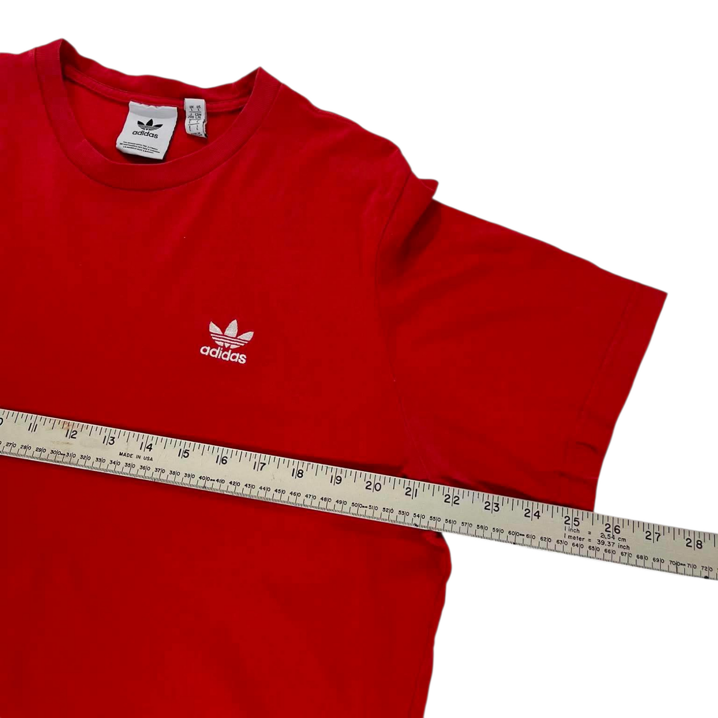ADIDAS RED COTTON T-SHIRT WITH EMBROIDERED LOGO (L)
