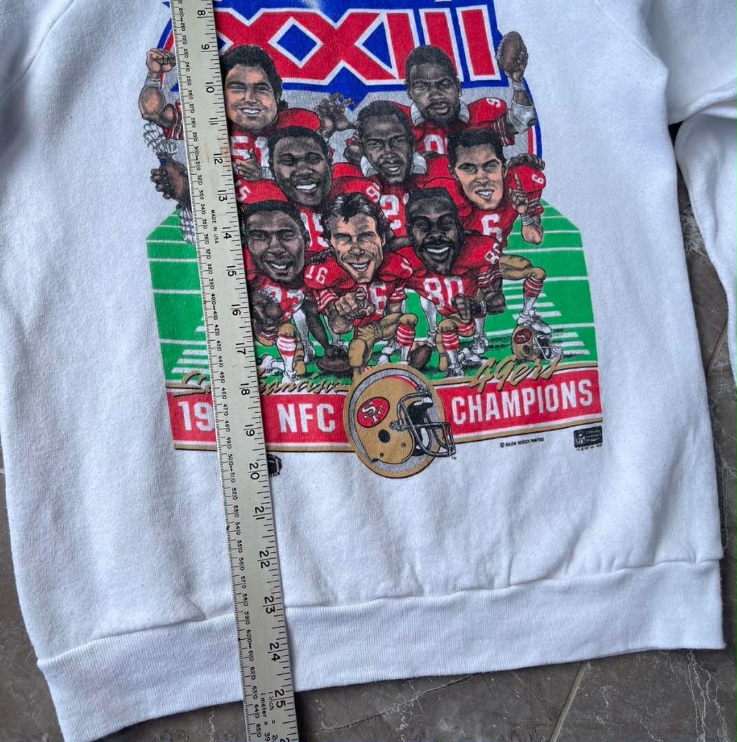 VINTAGE SAN FRANCISCO 49ers SUPER BOWL XXIII WHITE CREWNECK SWEATSHIRT (L)