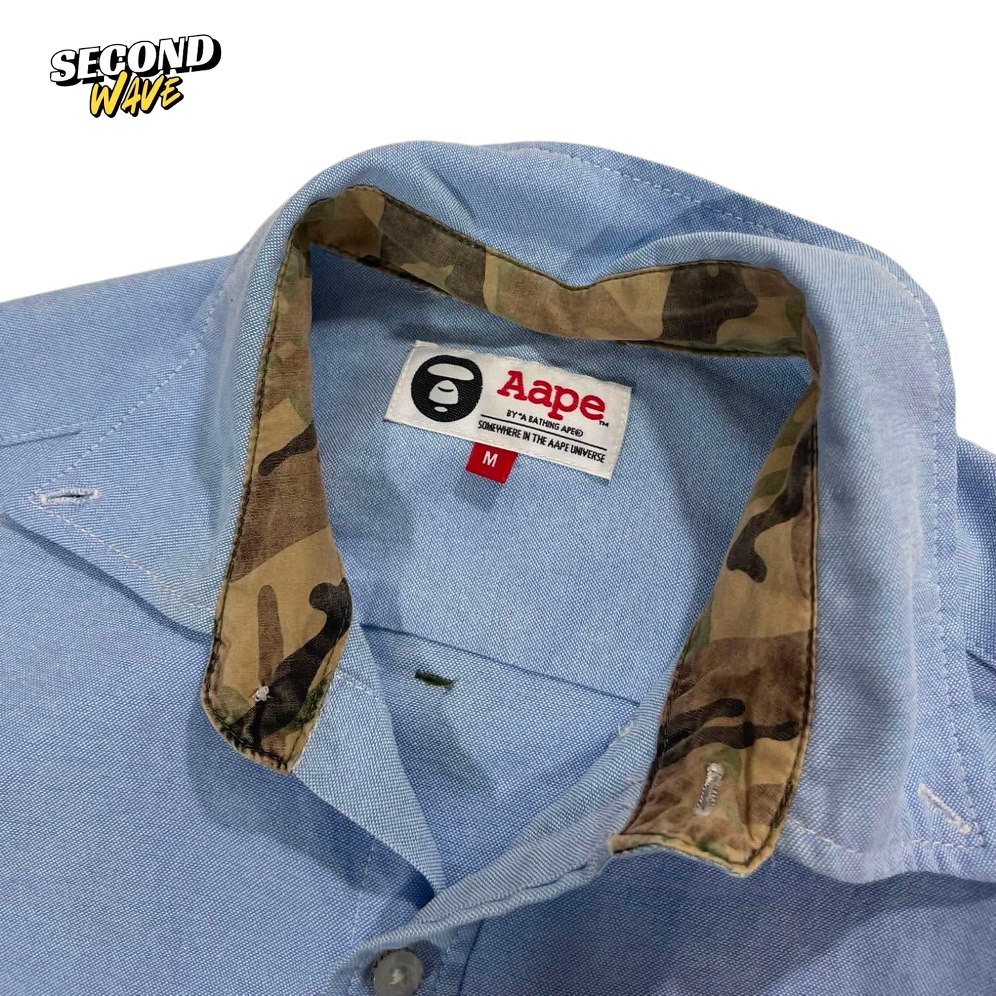 AAPE BLUE BUTTON UP SHIRT (M)