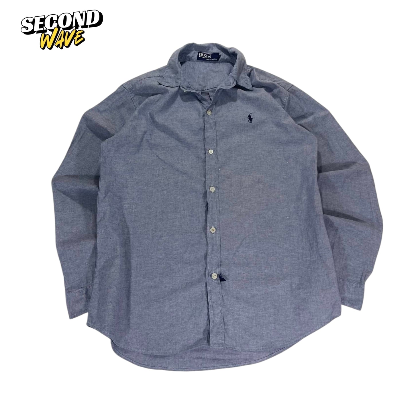 VINTAGE RALPH LAUREN BLUE BUTTON UP (M-L)