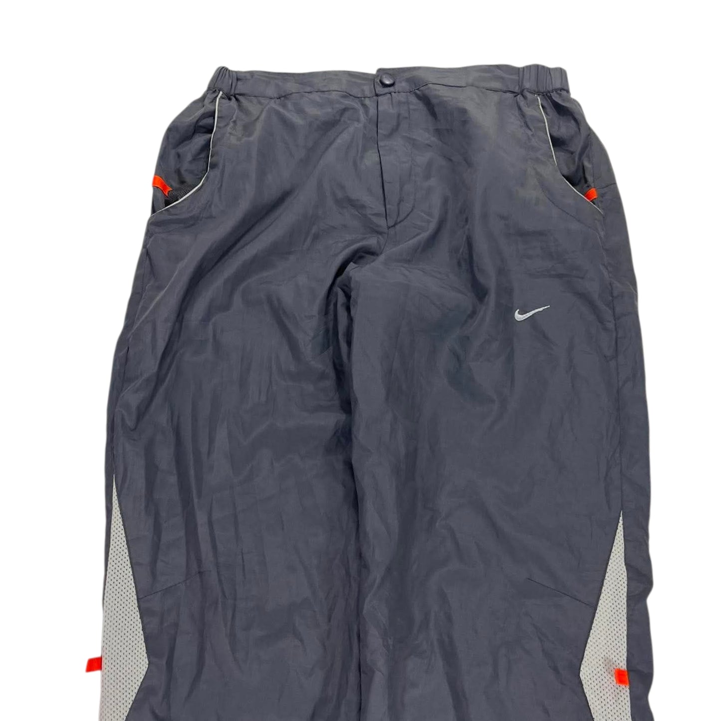VINTAGE NIKE GREY TRACK PANTS WITH ORANGE ACCENTS (S)