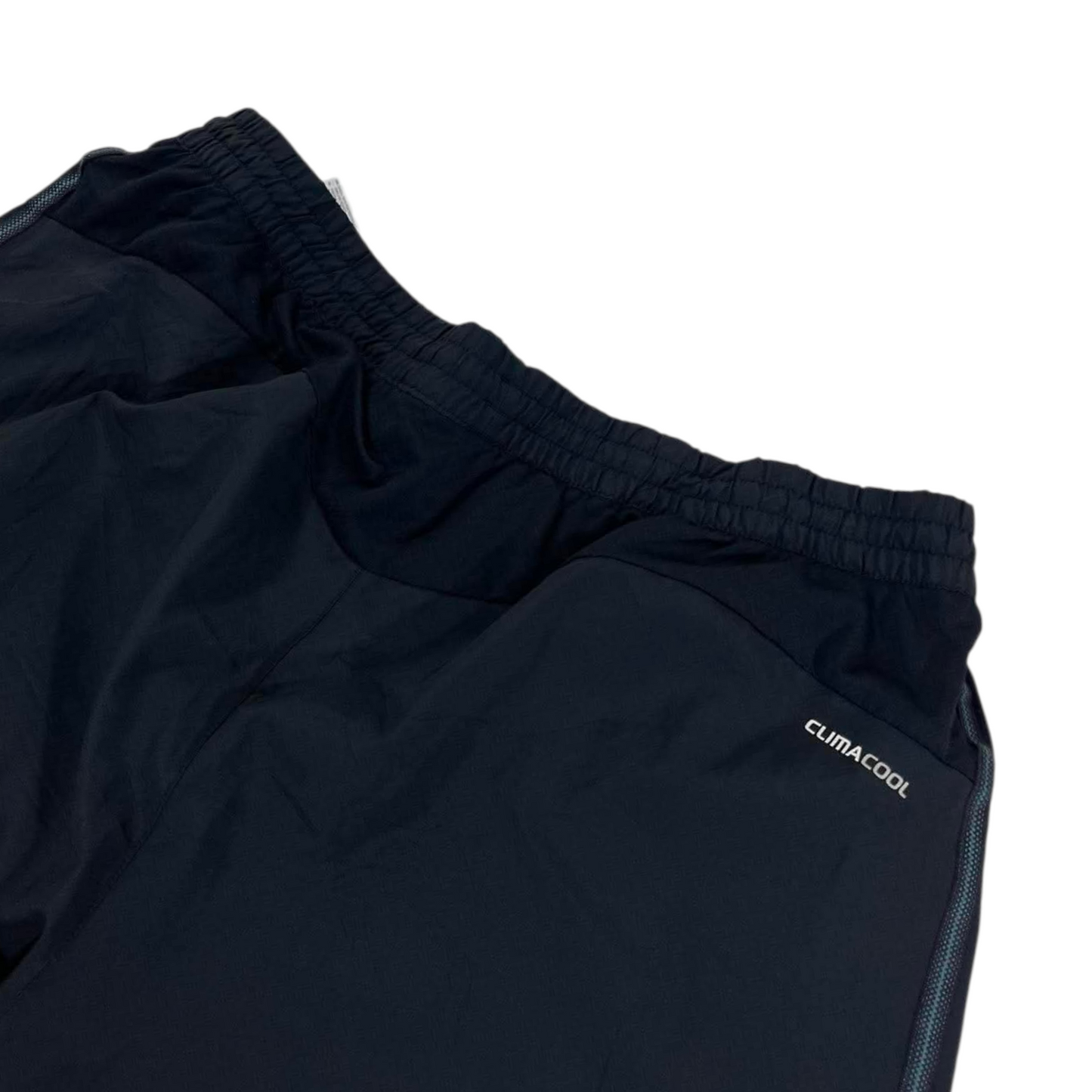 ADIDAS BLACK TRACK PANTS WITH WHITE STRIPES (L)