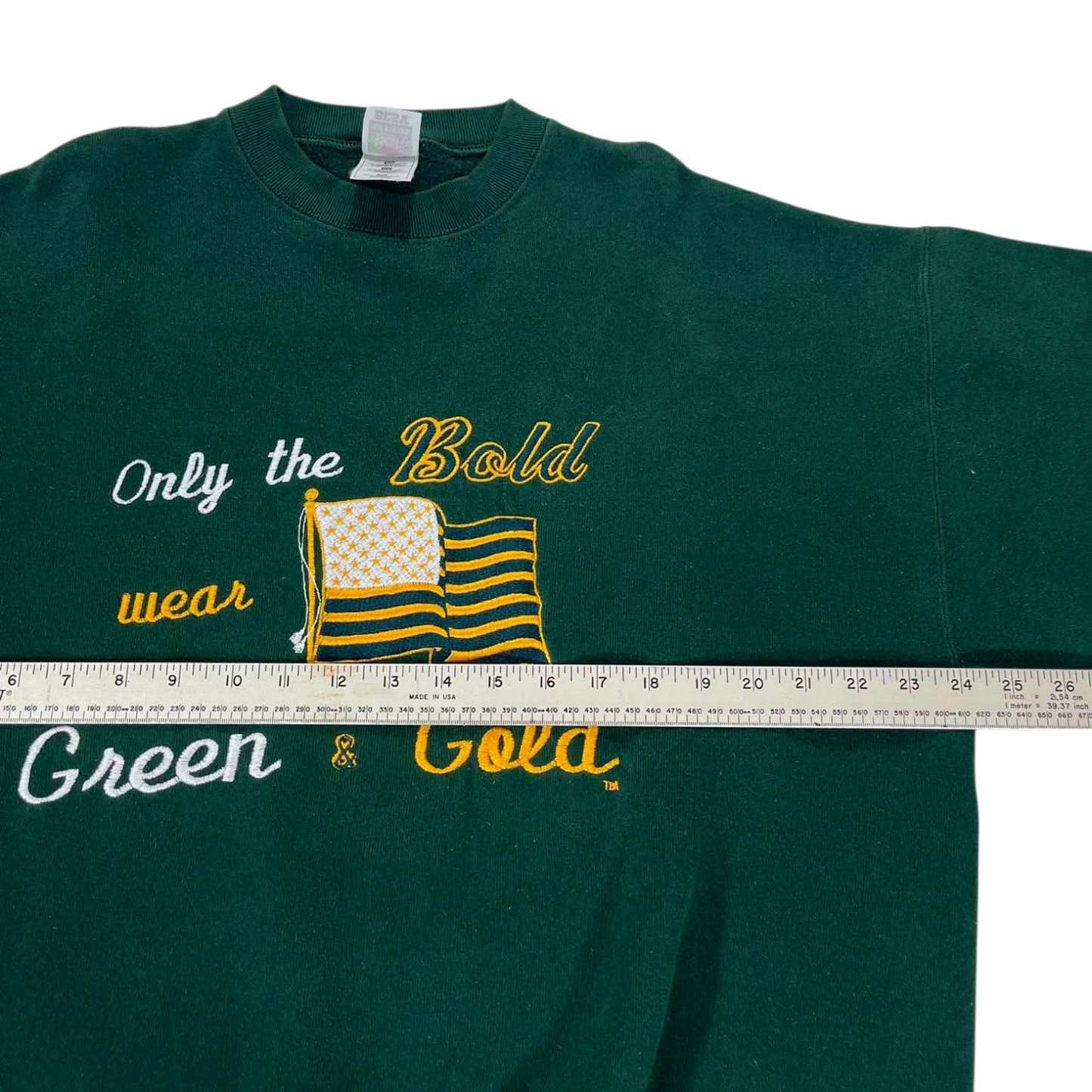 VINTAGE 90s GREEN & GOLD CREWNECK SWEATSHIRT (L)