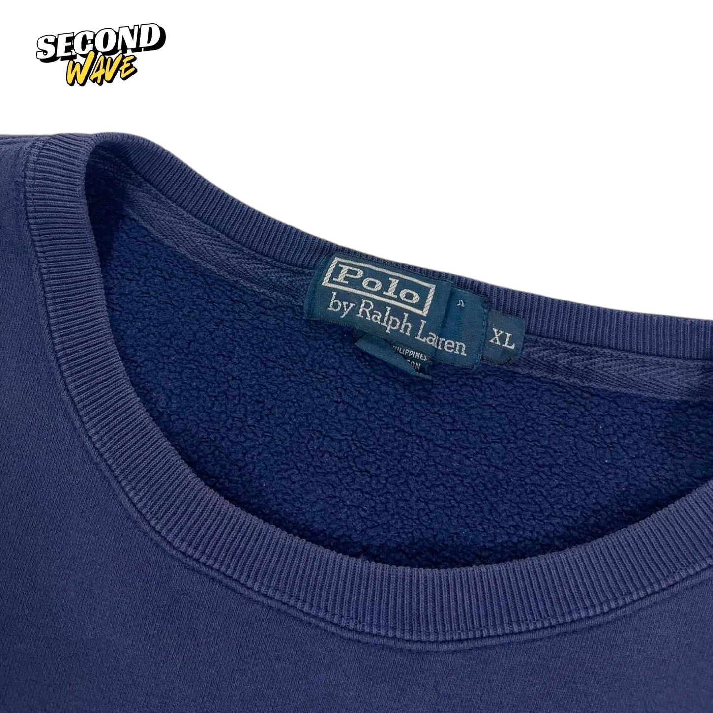 VINTAGE TRASHED RALPH LAUREN NAVY SWEATSHIRT (XL)