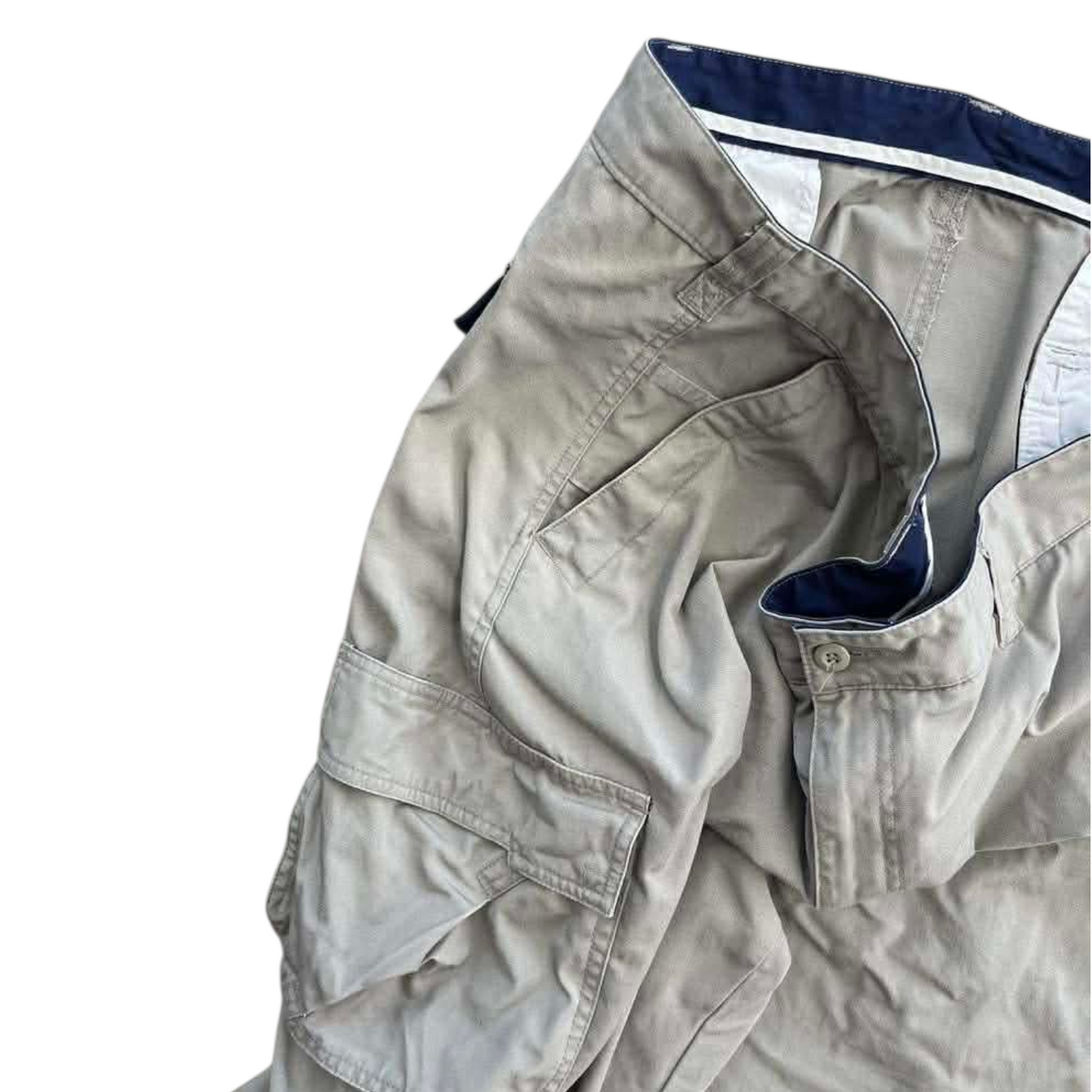 KHAKI CARGO PANTS WITH BLUE LINING (44)