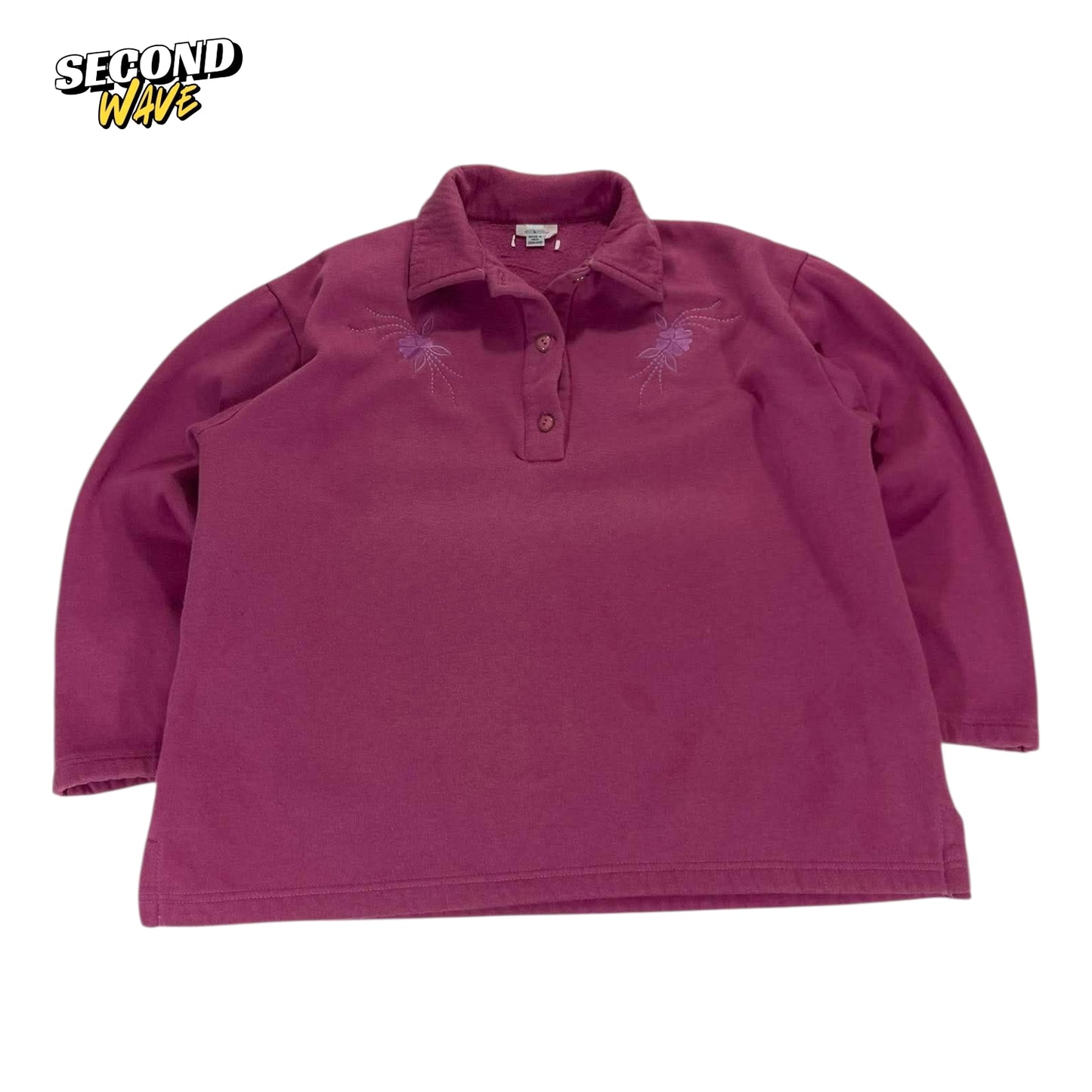 PINK EMBROIDERED QUARTER ZIP (L)