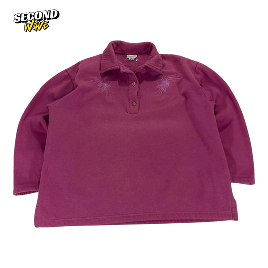PINK EMBROIDERED QUARTER ZIP (L)