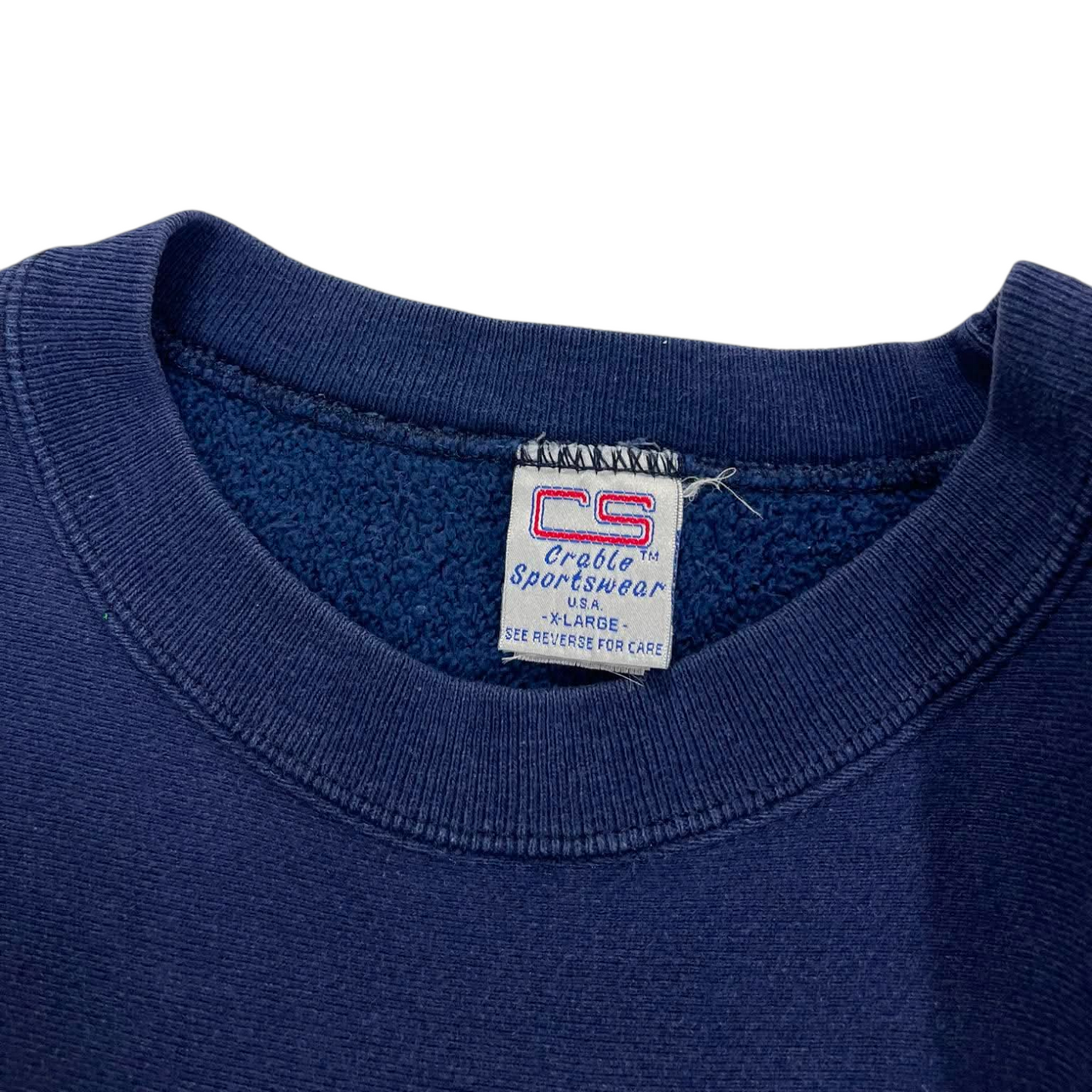 90S NOTRE DAME EMBROIDERED NAVY CREWNECK (XL)