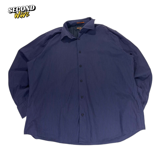 BEN SHERMAN NAVY BLUE STRIPED BUTTON UP SHIRT (XXL)