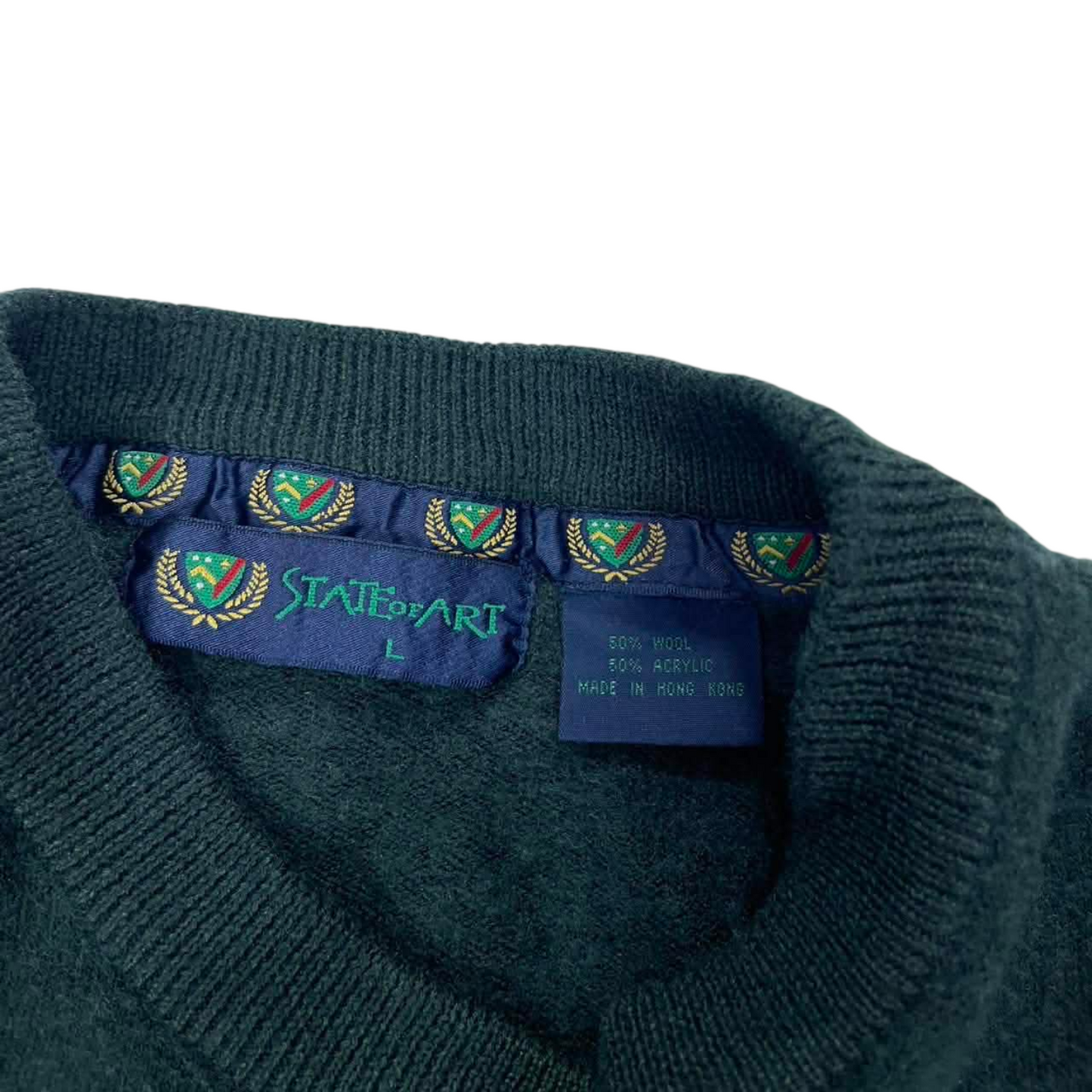 90S GREEN STATE OF ART CREWNECK SWEATER (L)