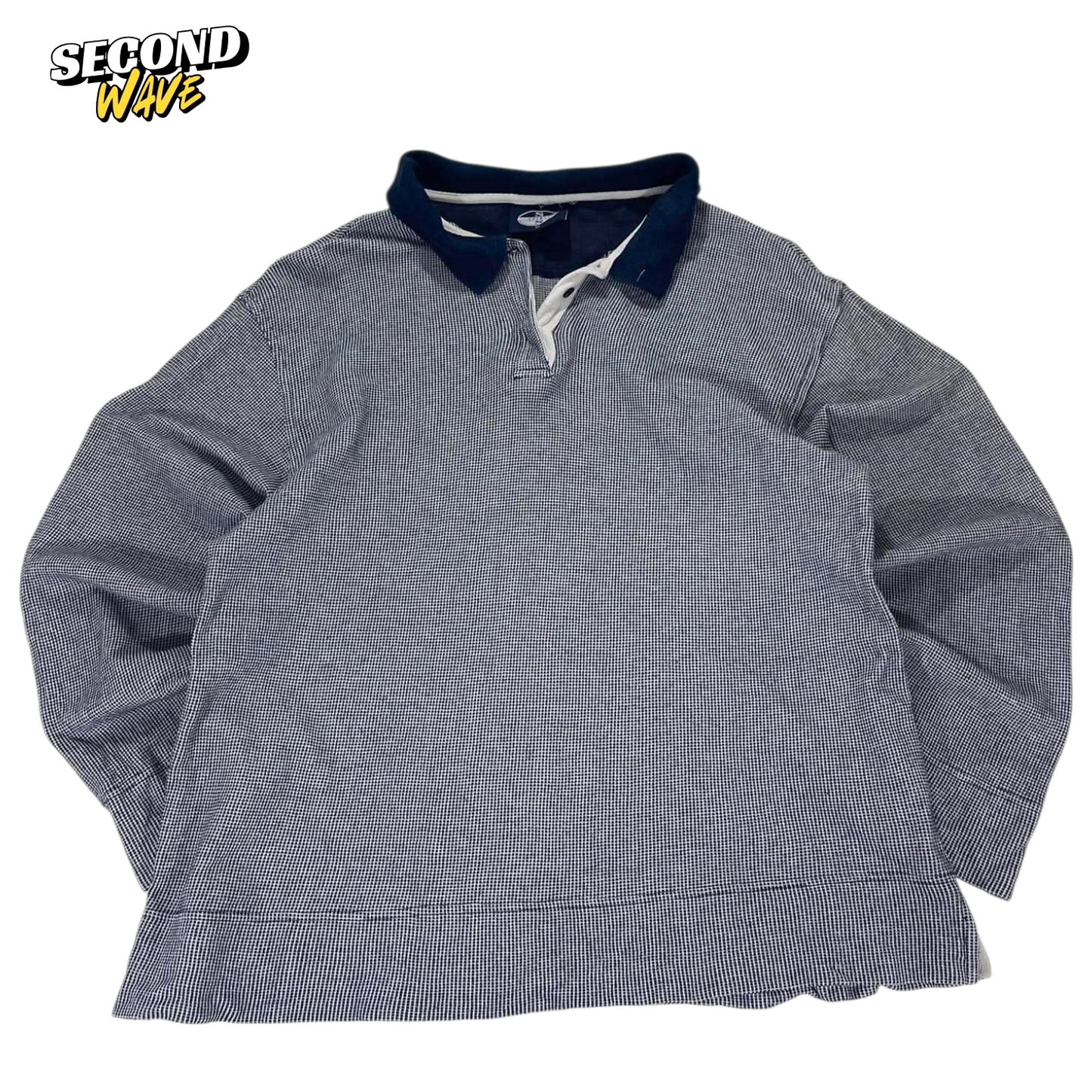 SPIRIT NAVY BLUE GINGHAM POLO SHIRT (M-L)