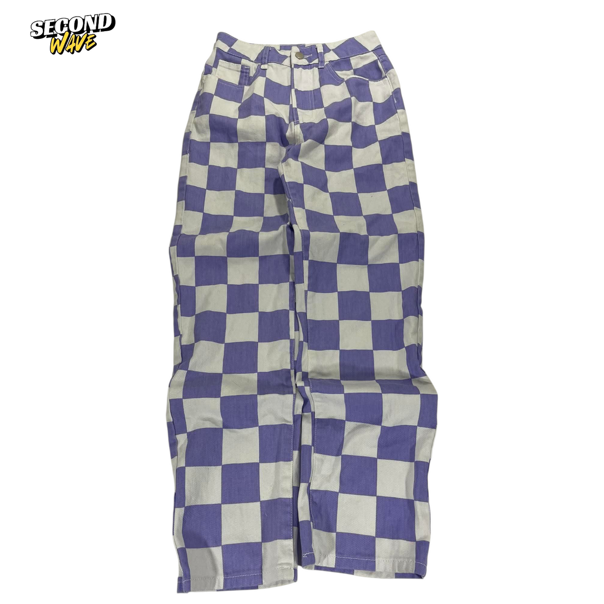 PURPLE CHECKERBOARD WIDE LEG PANTS (24)