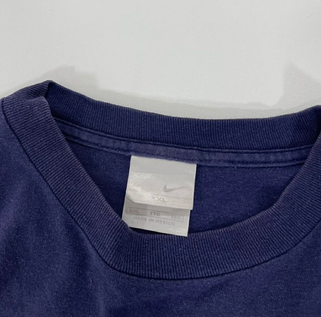 VINTAGE NIKE BLUE COTTON T-SHIRT WITH FRONT LOGO (L-XL)