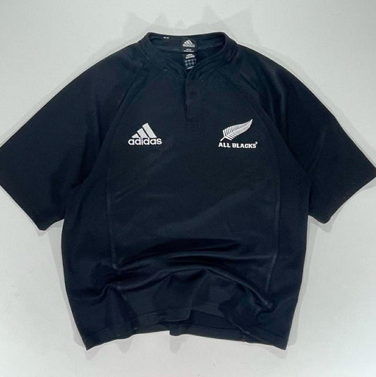 VINTAGE ADIDAS ALL BLACKS BLACK RUGBY JERSEY (M)