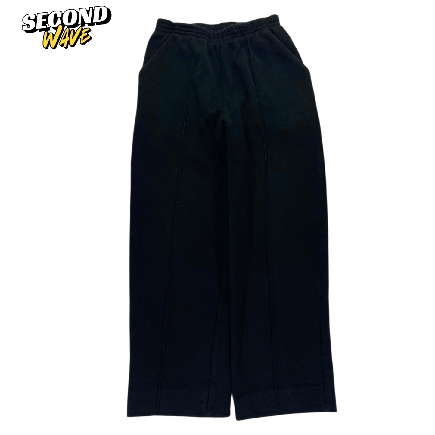 CHEQUER CLUB BLACK WIDE LEG SWEATPANTS (L)