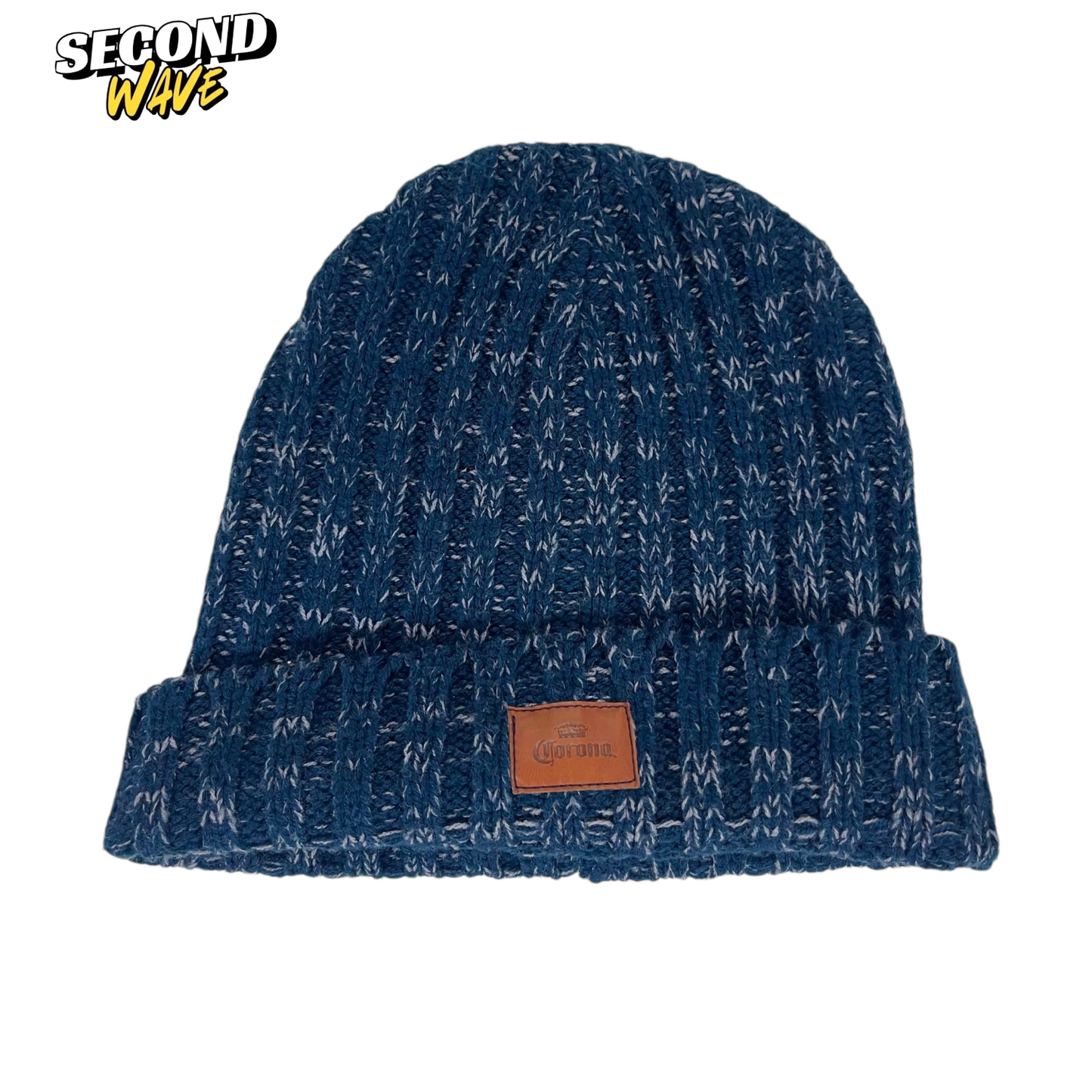 CORONA BLUE & WHITE MARLED KNIT BEANIE