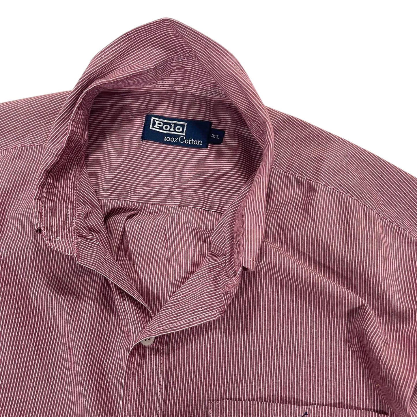 VINTAGE RALPH LAUREN RED STRIPED BUTTON UP (XL)