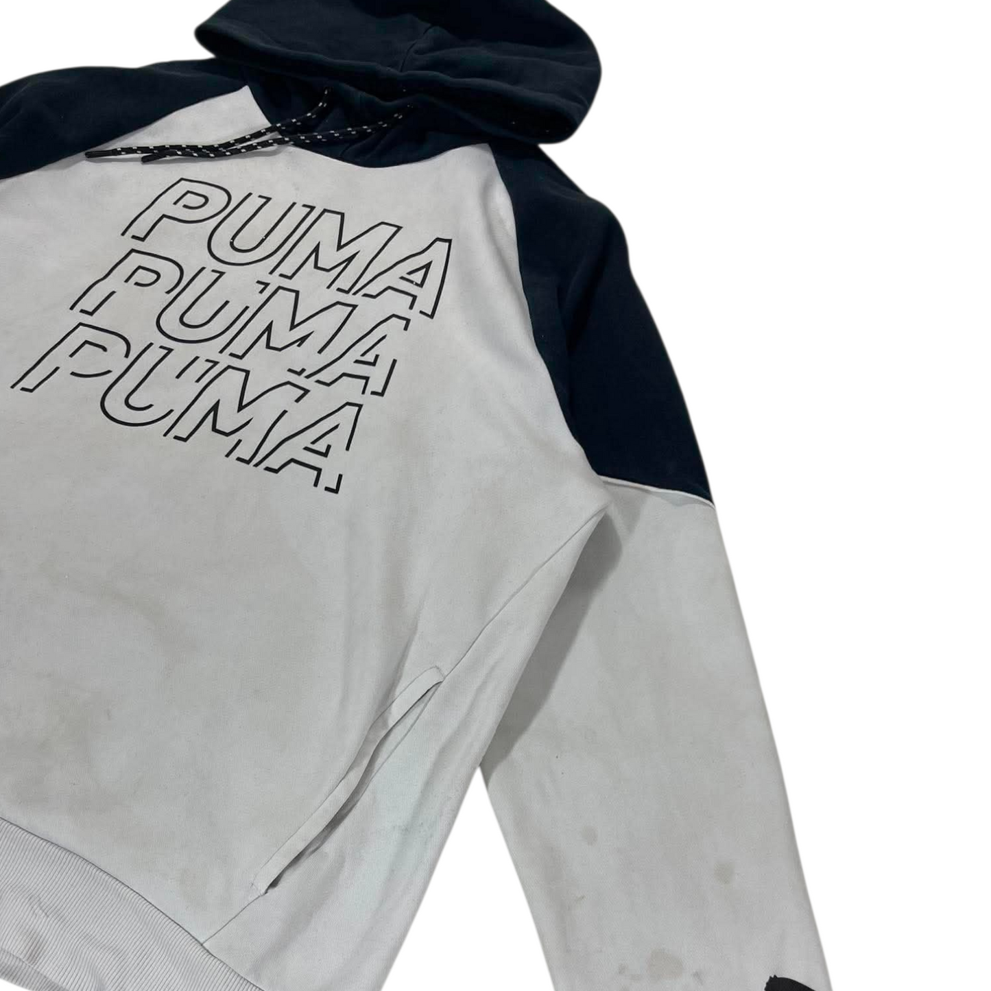 TRASHED PUMA GREY & BLACK HOODIE (L)