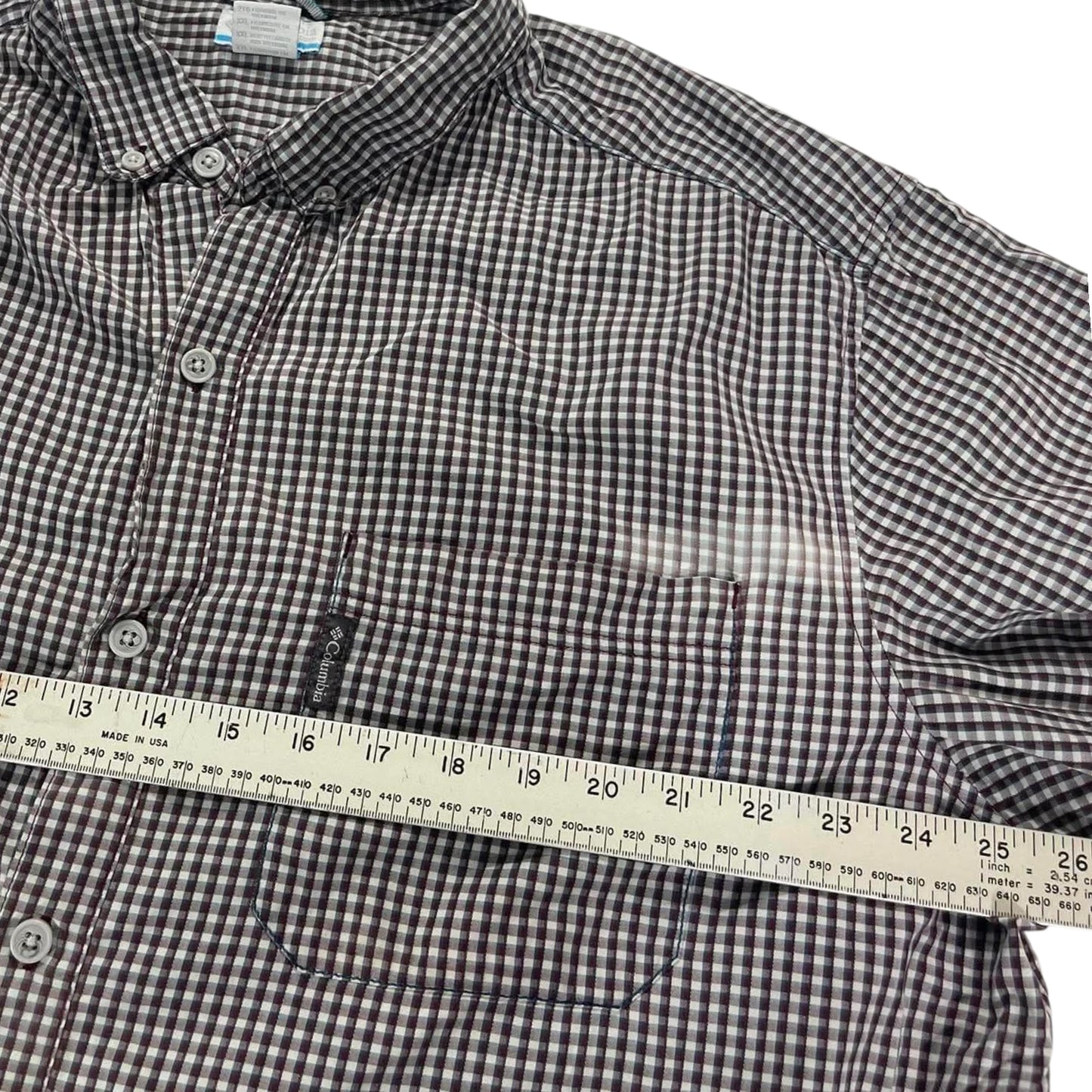 COLUMBIA BLACK & WHITE CHECKERED BUTTON UP SHIRT (XXL)