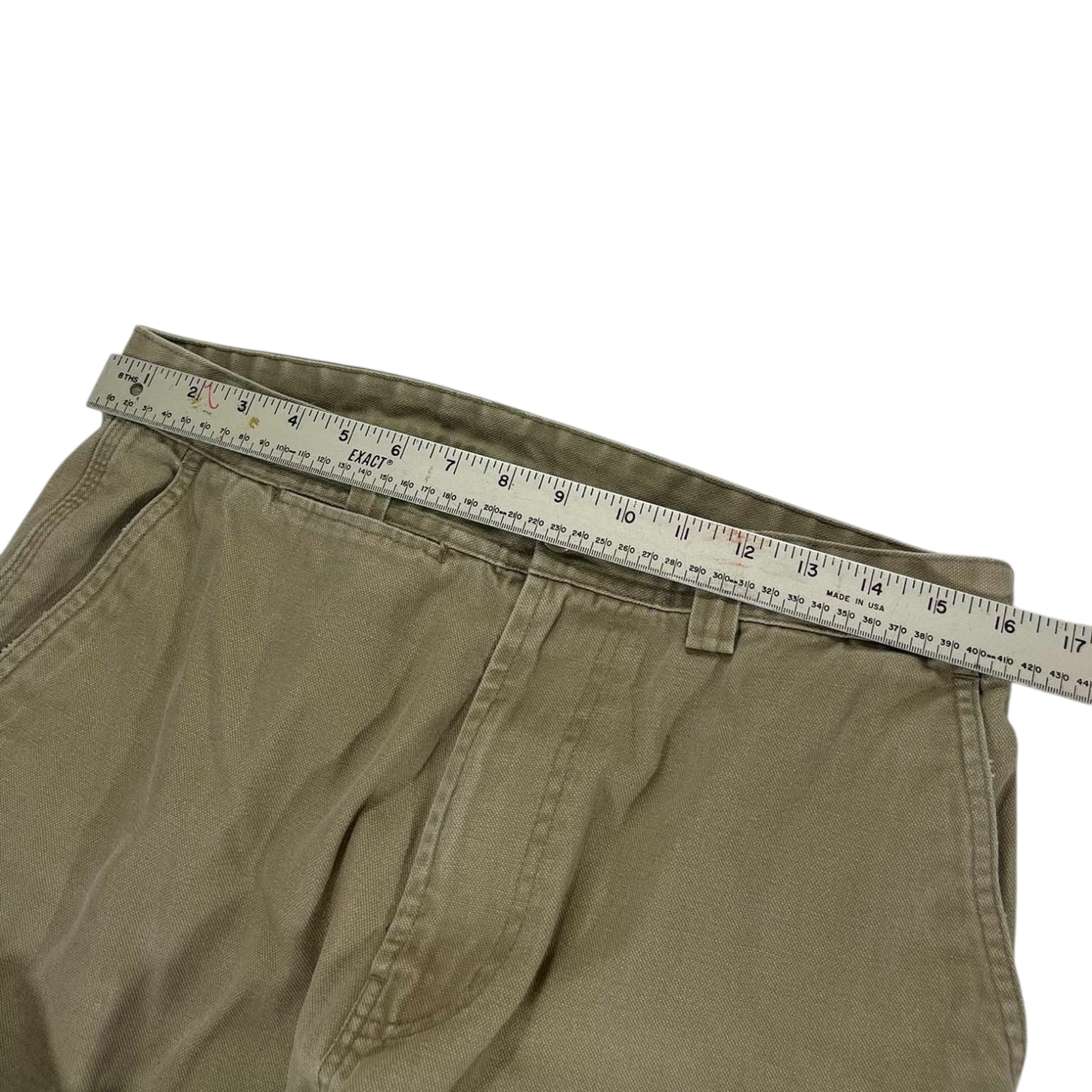 VINTAGE TRASHED WORKWEAR HARD YAKKA KHAKI CARGO PANTS (32)