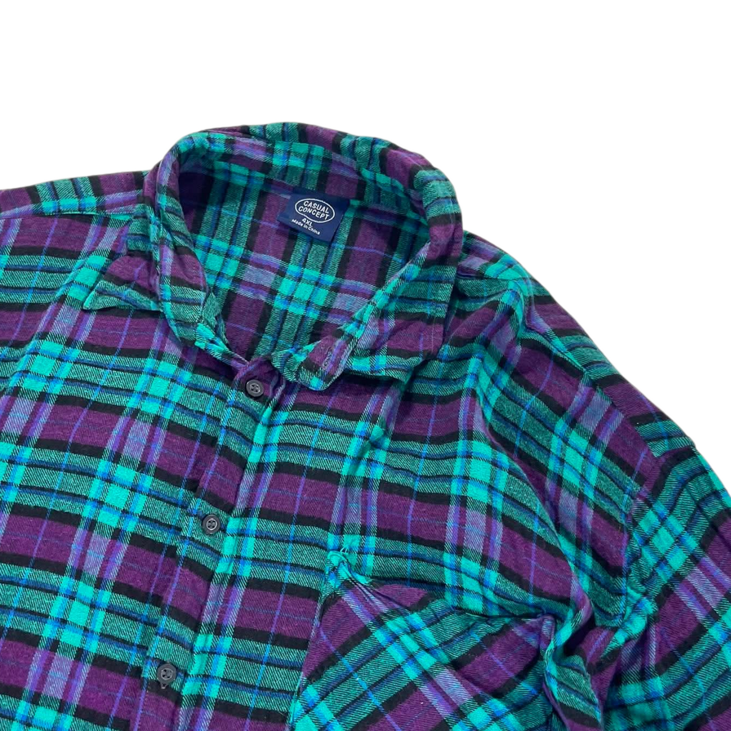 VINTAGE CASUAL CLUB PURPLE PLAID FLANNEL SHIRT (XXL-XXXL)