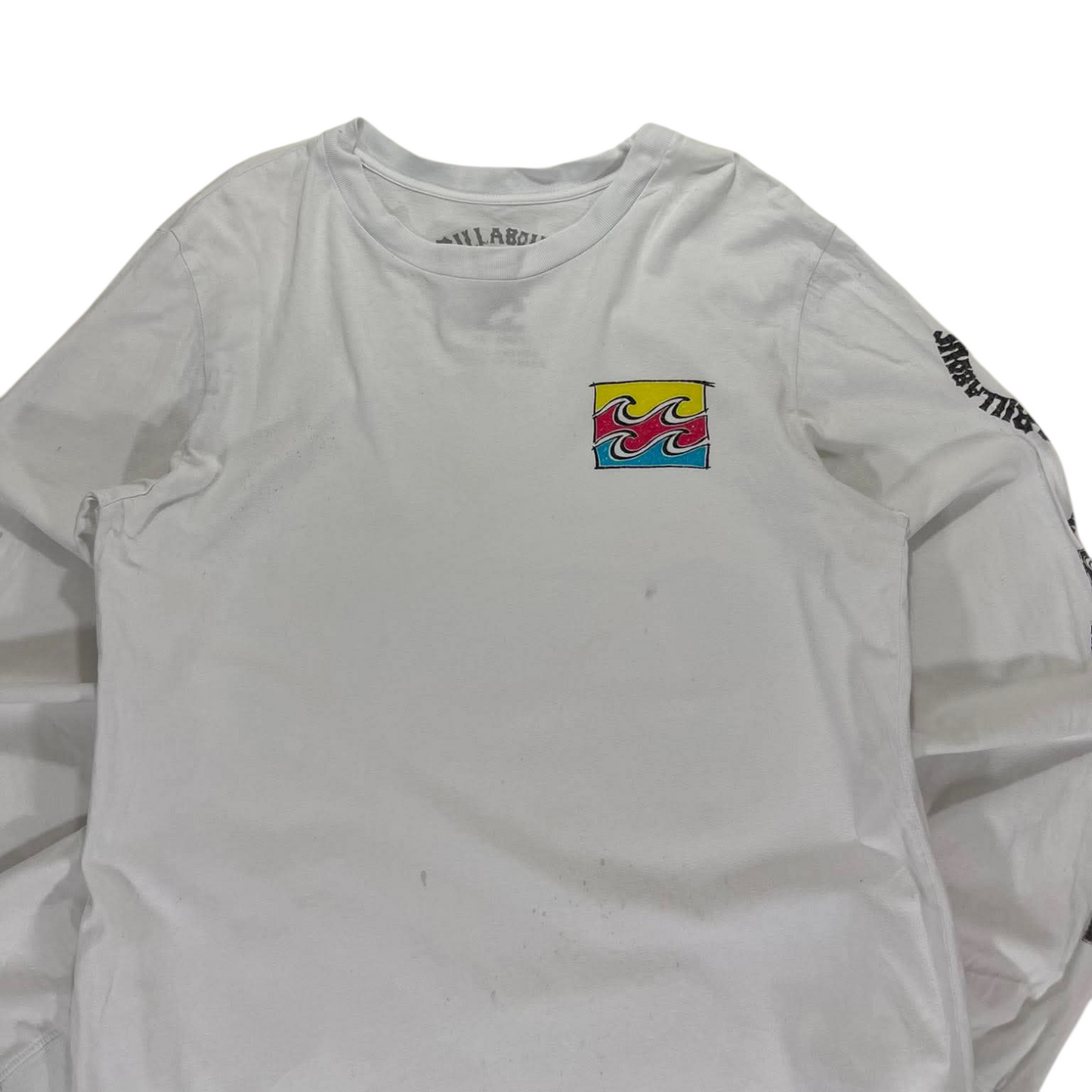 BILLABONG WHITE LONG SLEEVE SHIRT WITH WAVE DESIGN (S-M)