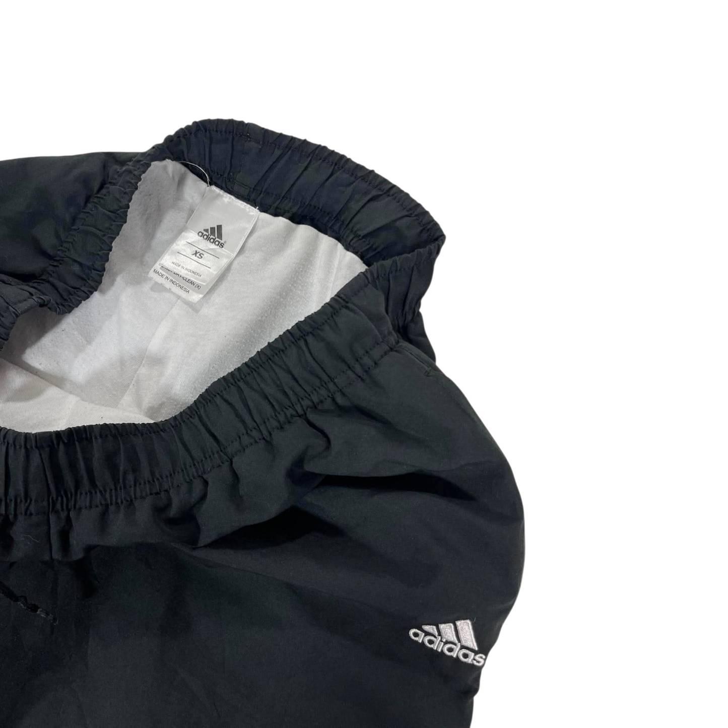 ADIDAS BLACK TRACK PANTS WITH DRAWSTRING WAIST AND POCKETS (XS)