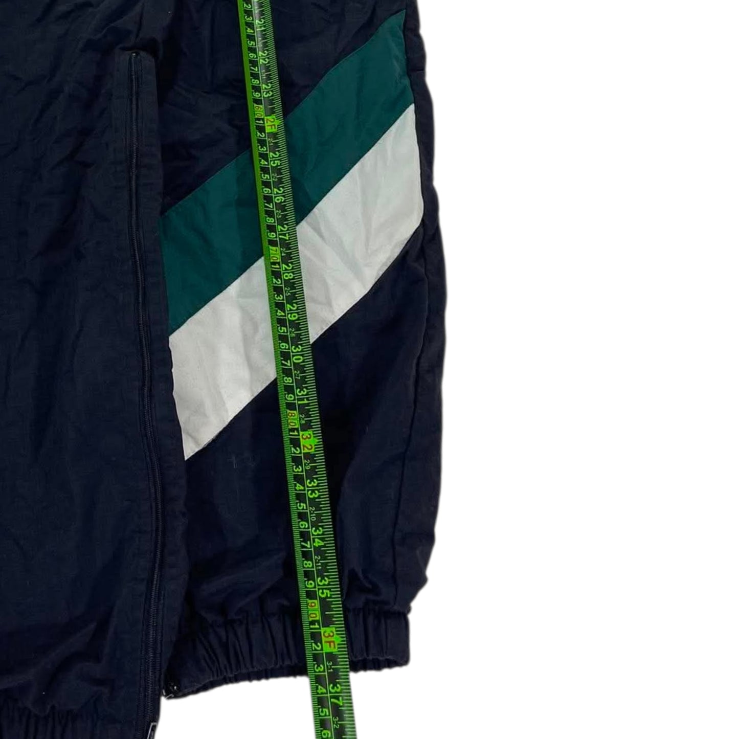 VINTAGE BLACK & GREEN STRIPED TRACK PANTS (S)